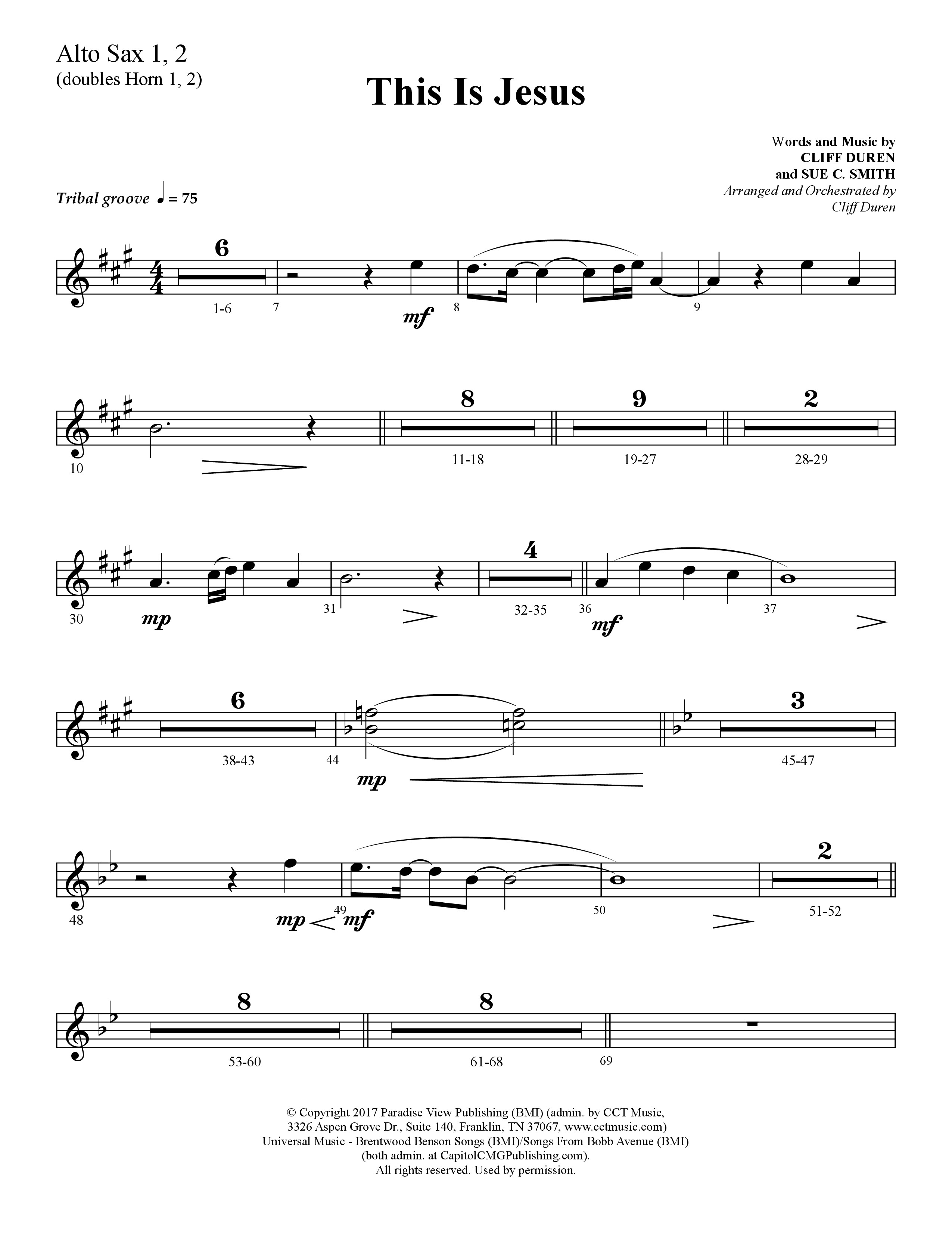 This Is Jesus (Choral Anthem SATB) Alto Sax 1/2 (Lifeway Choral / Arr. Cliff Duren)