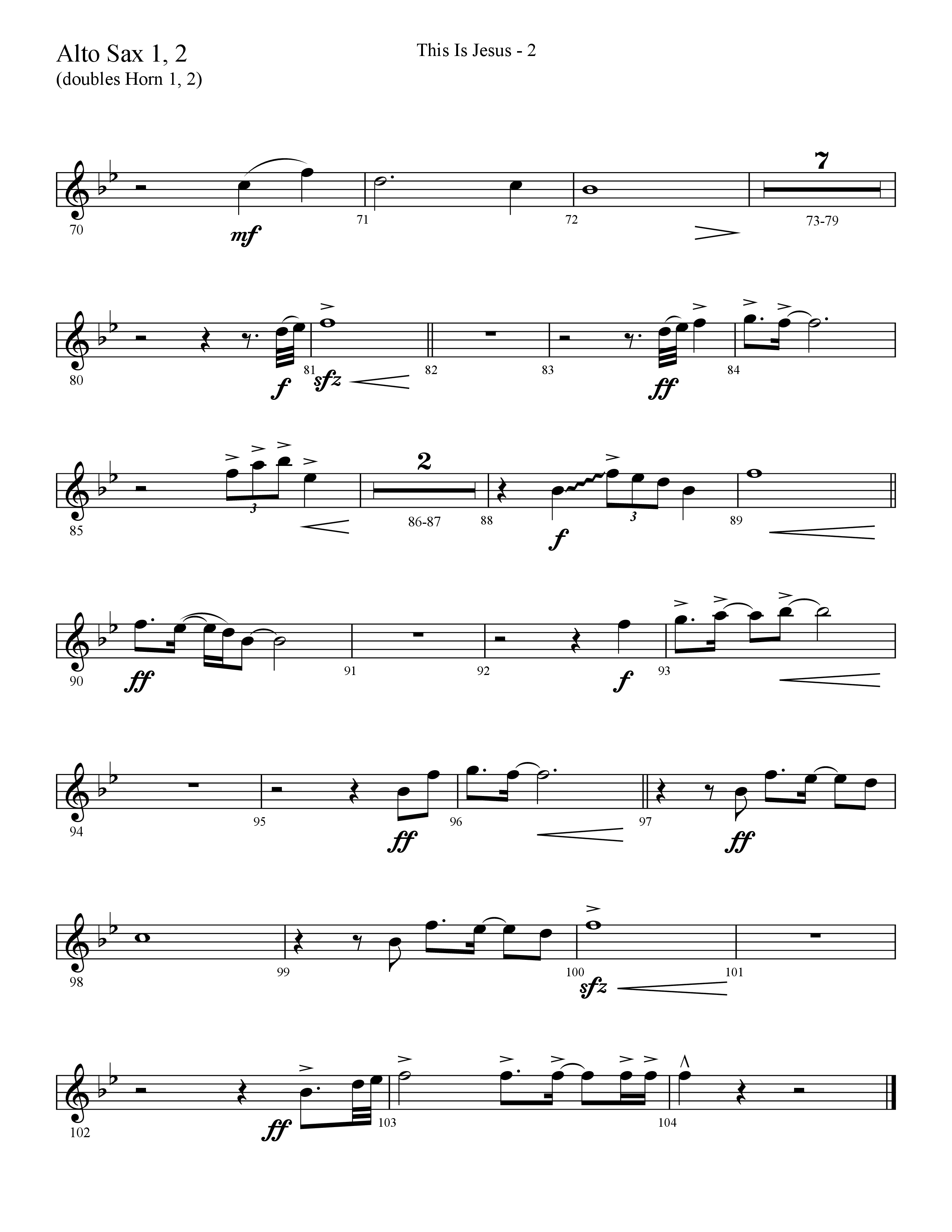 This Is Jesus (Choral Anthem SATB) Alto Sax 1/2 (Lifeway Choral / Arr. Cliff Duren)