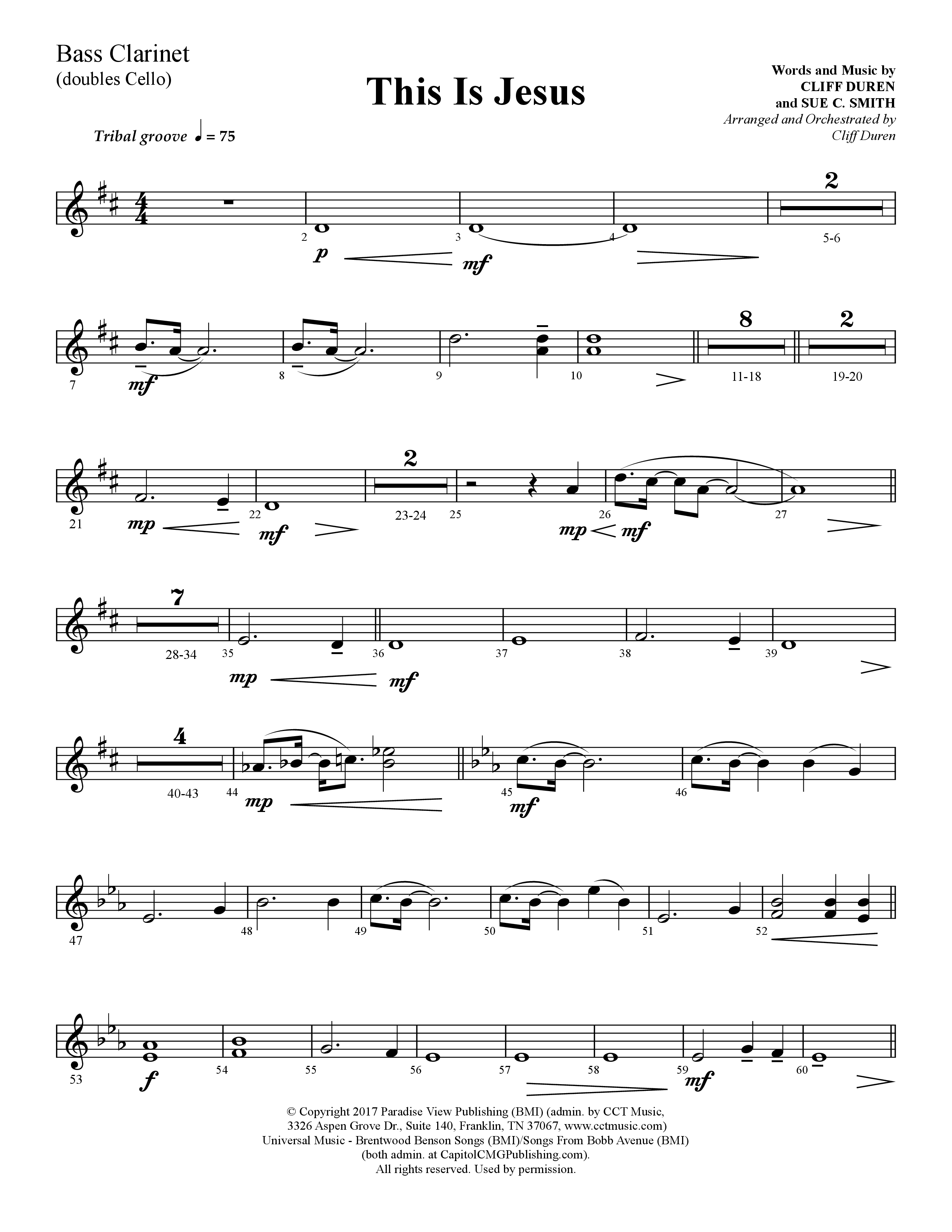 This Is Jesus (Choral Anthem SATB) Bass Clarinet (Lifeway Choral / Arr. Cliff Duren)