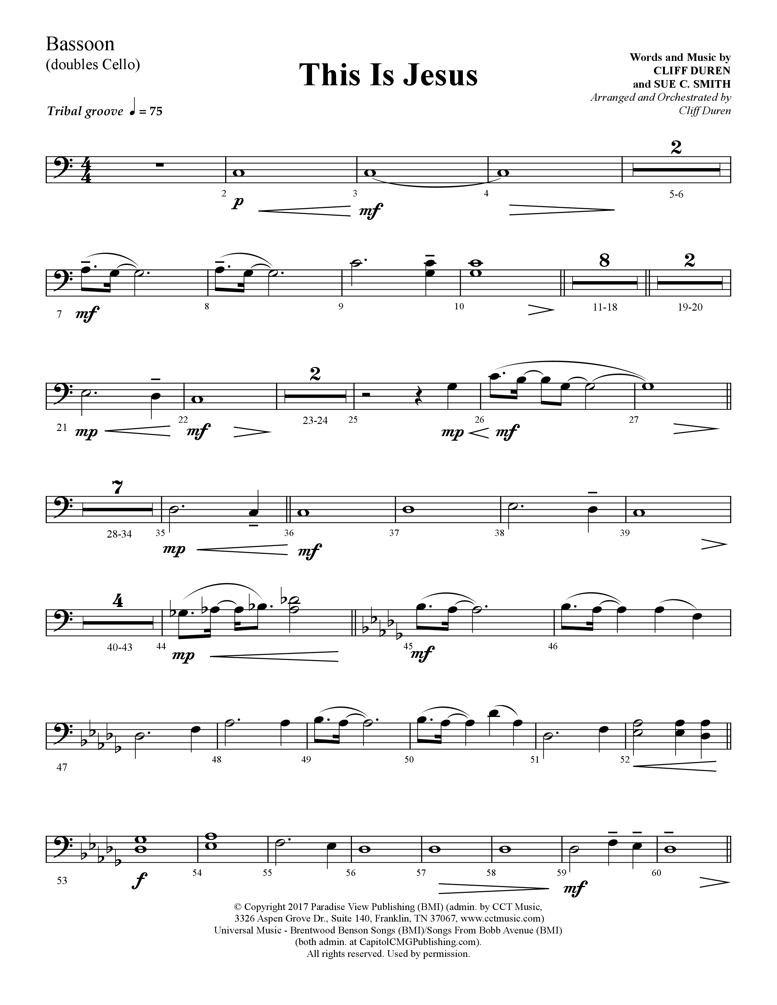 This Is Jesus (Choral Anthem SATB) Bassoon (Lifeway Choral / Arr. Cliff Duren)