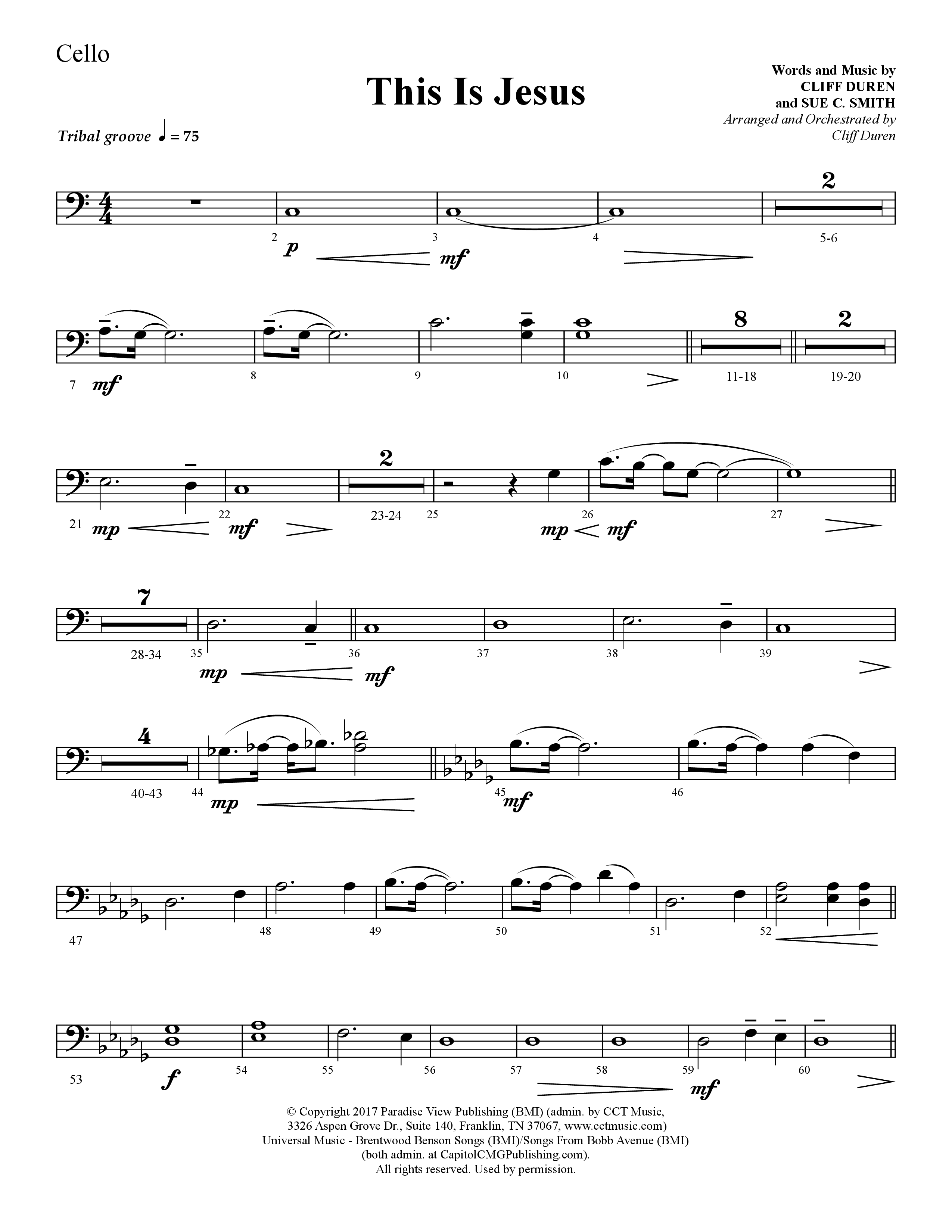 This Is Jesus (Choral Anthem SATB) Cello (Lifeway Choral / Arr. Cliff Duren)