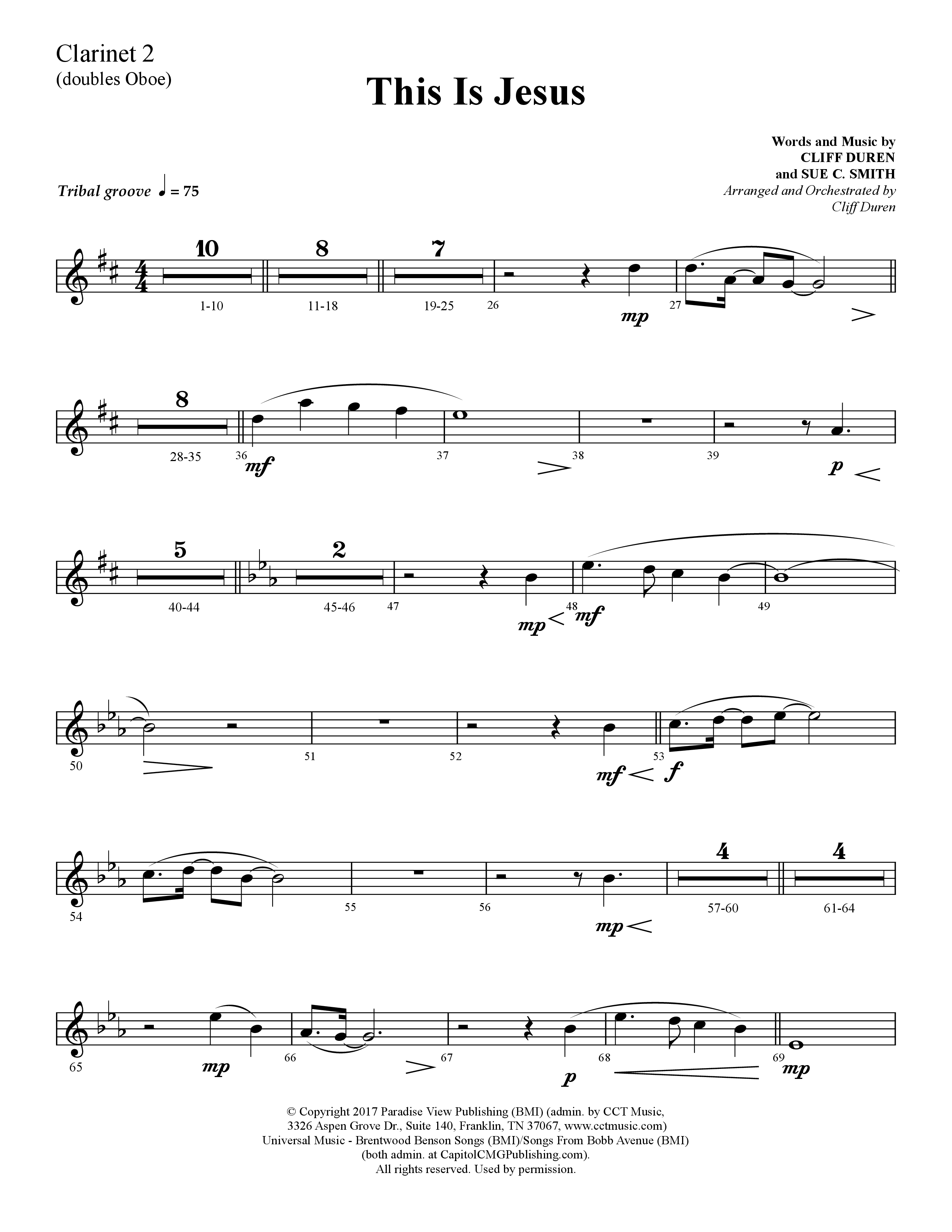 This Is Jesus (Choral Anthem SATB) Clarinet 1/2 (Lifeway Choral / Arr. Cliff Duren)