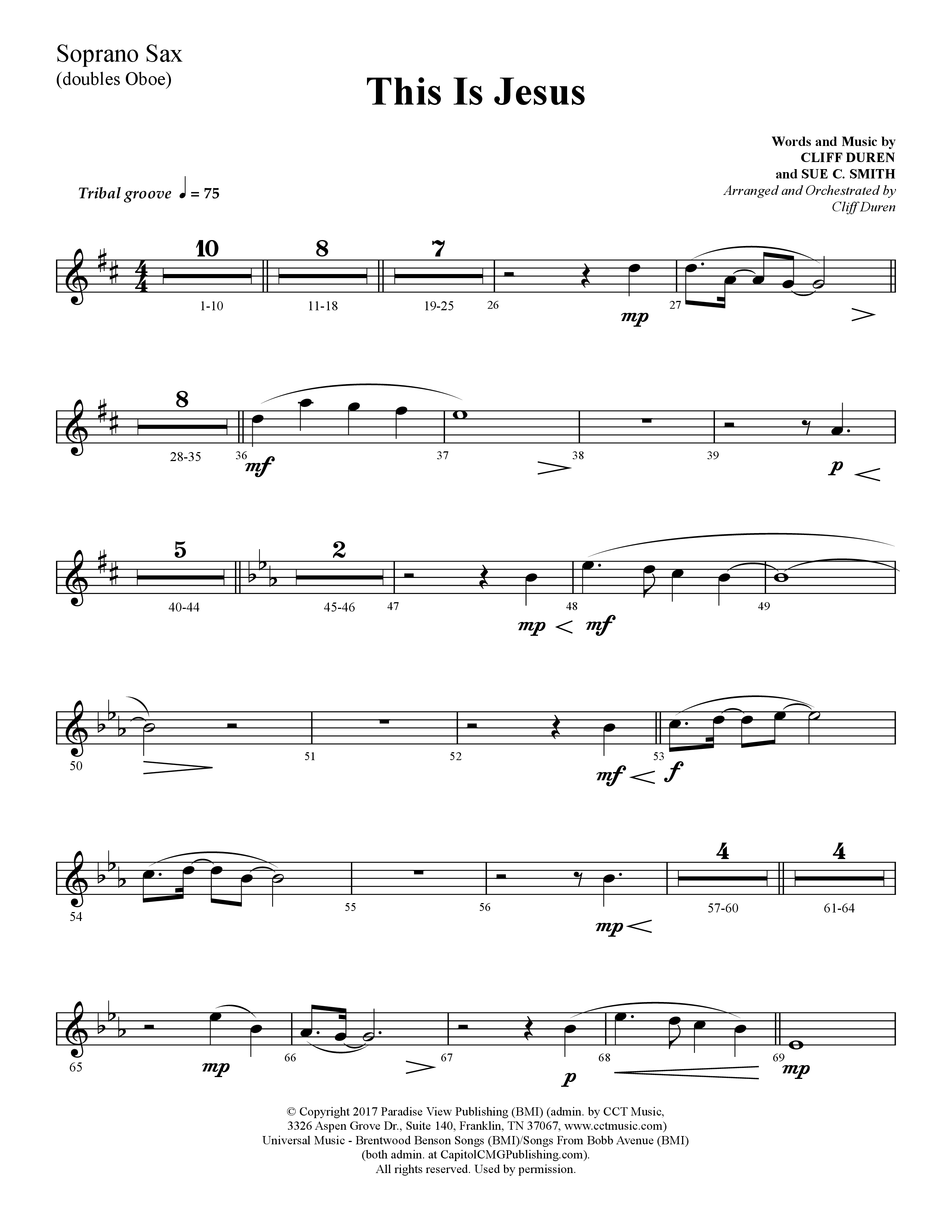 This Is Jesus (Choral Anthem SATB) Soprano Sax (Lifeway Choral / Arr. Cliff Duren)