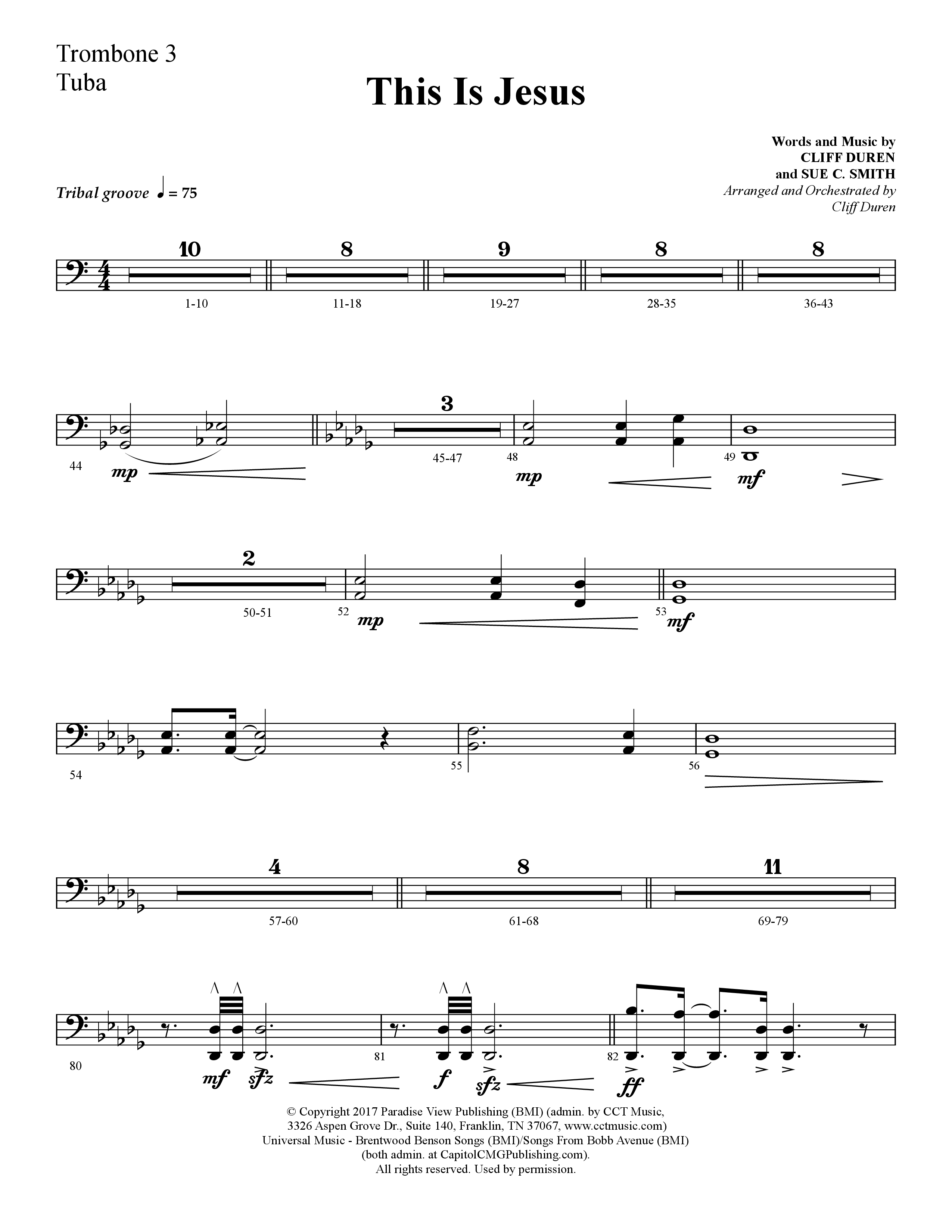 This Is Jesus (Choral Anthem SATB) Trombone 3/Tuba (Lifeway Choral / Arr. Cliff Duren)