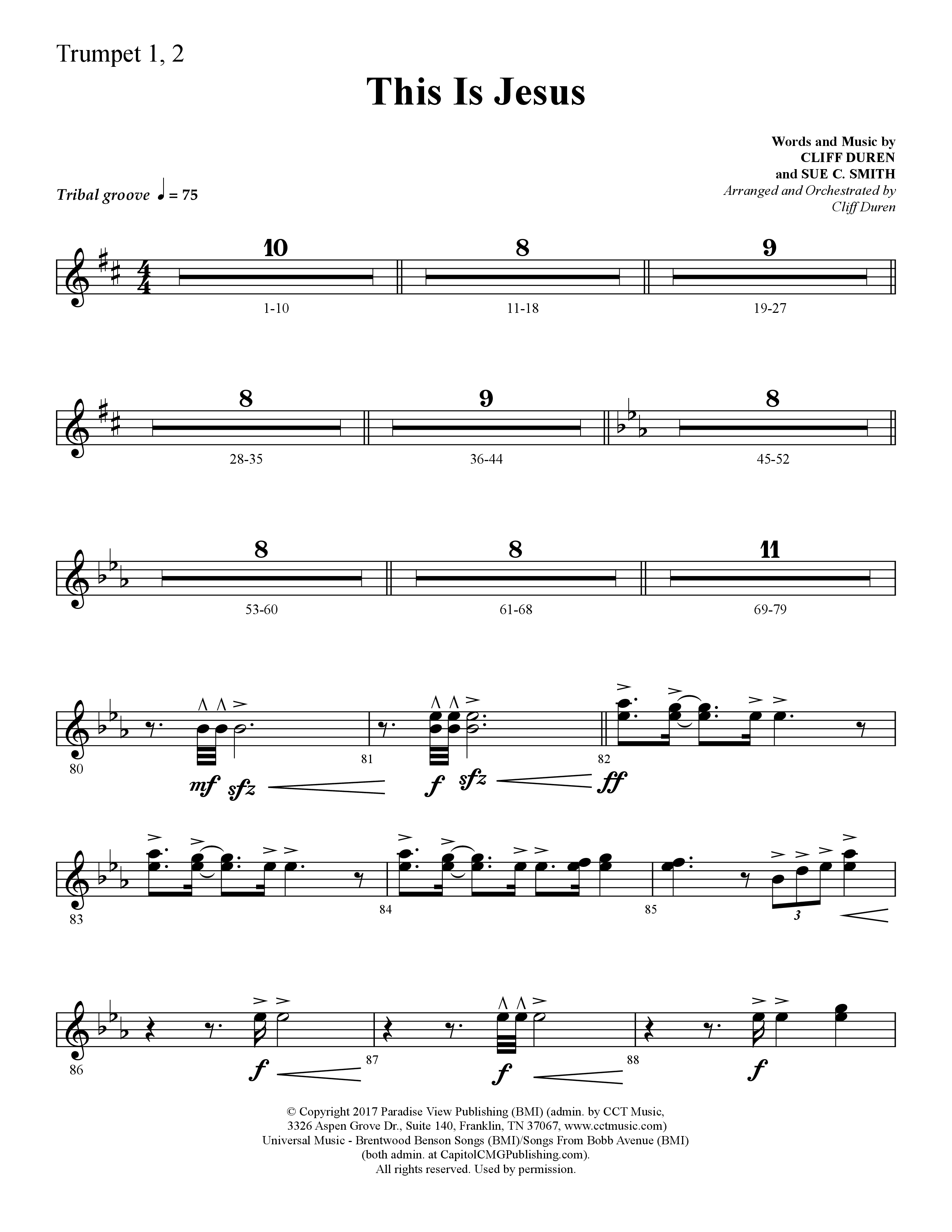 This Is Jesus (Choral Anthem SATB) Trumpet 1,2 (Lifeway Choral / Arr. Cliff Duren)