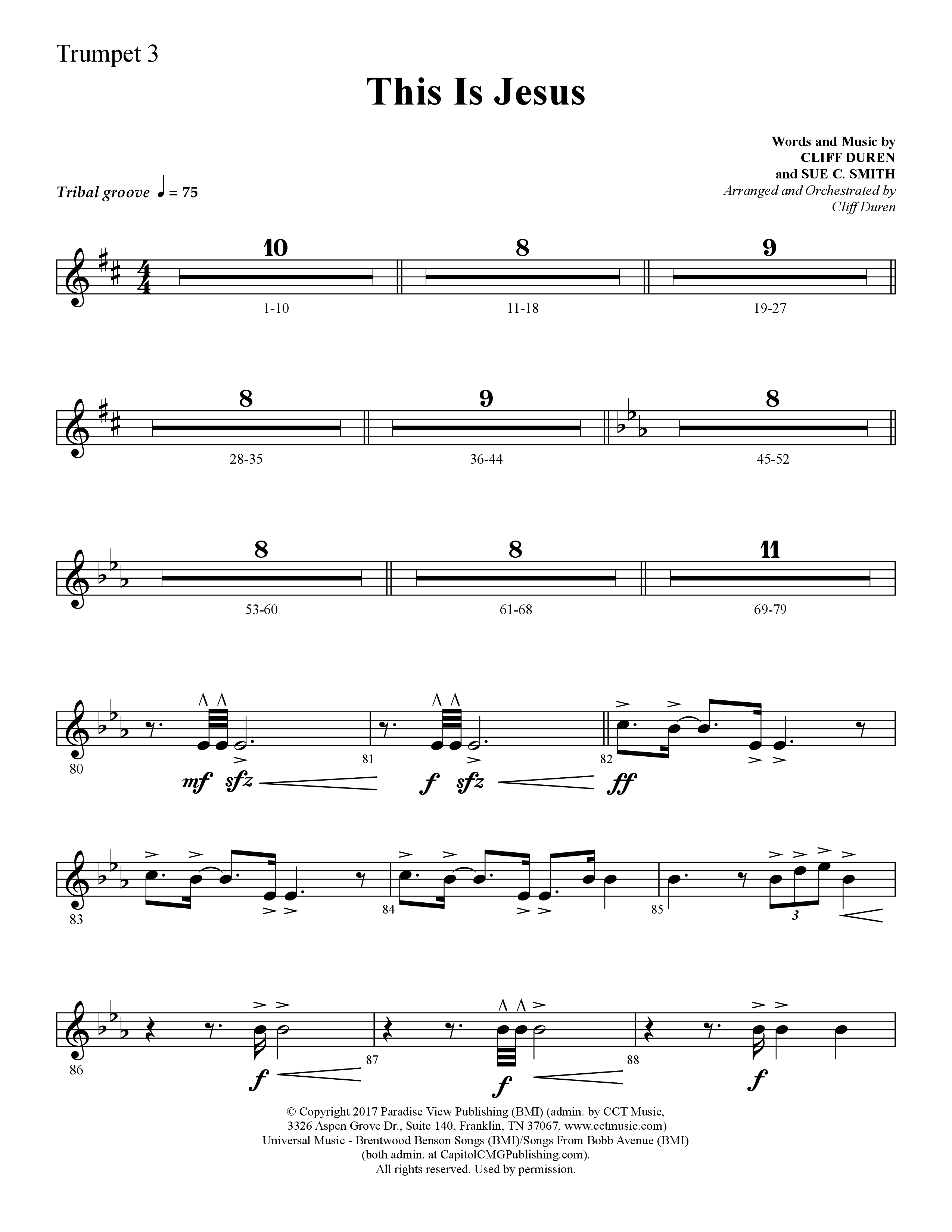 This Is Jesus (Choral Anthem SATB) Trumpet 3 (Lifeway Choral / Arr. Cliff Duren)