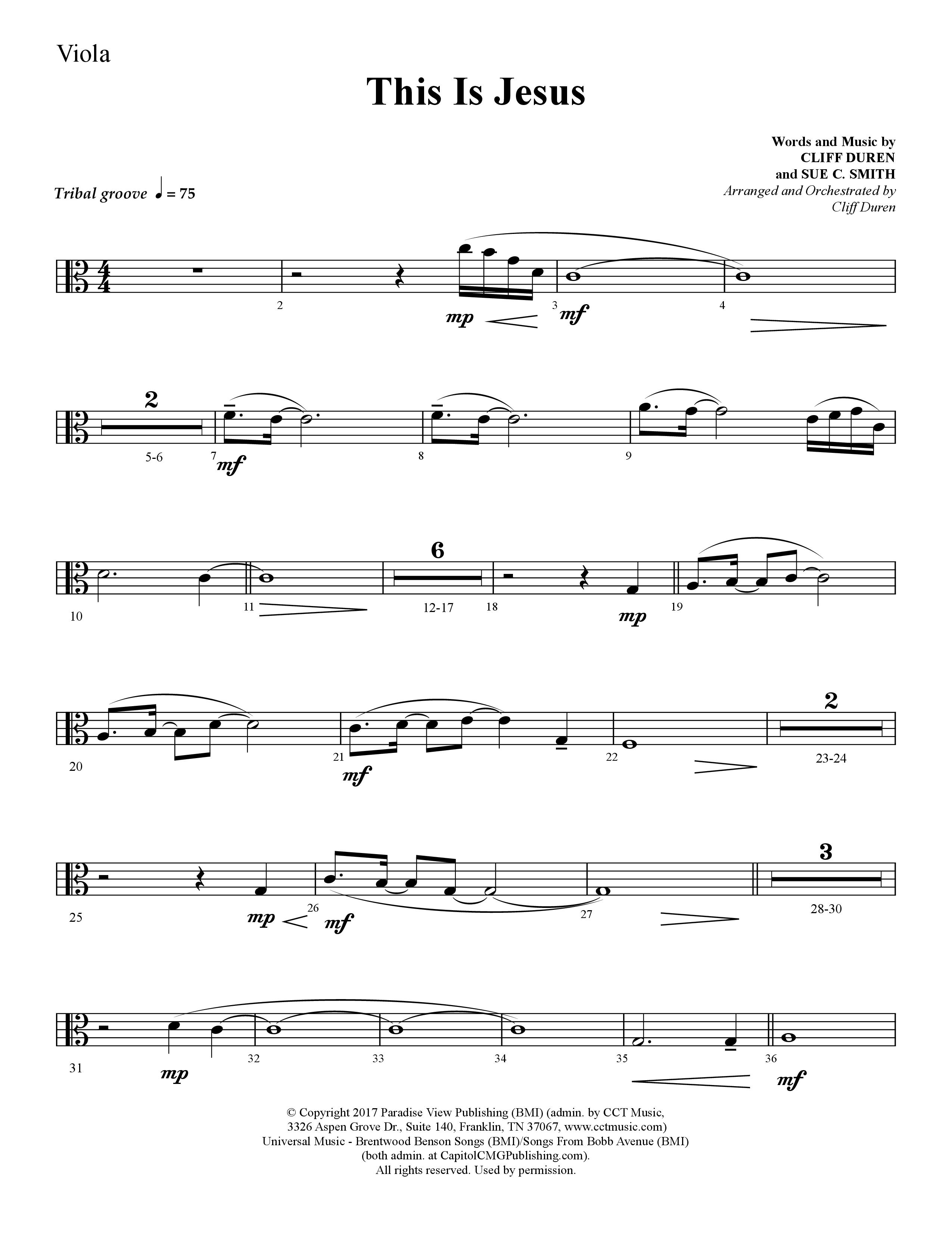 This Is Jesus (Choral Anthem SATB) Viola (Lifeway Choral / Arr. Cliff Duren)