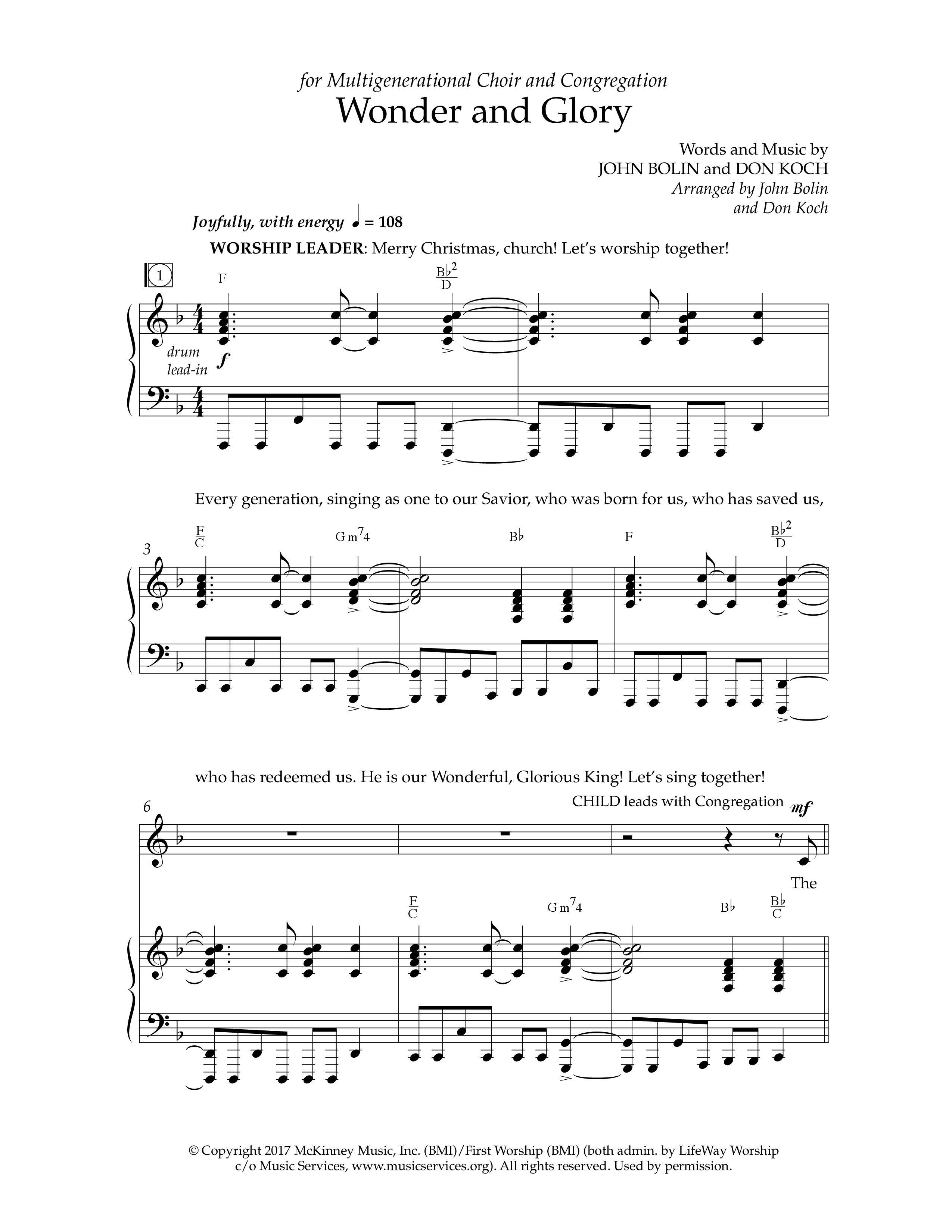 Wonder And Glory (6 Song Worship Collection) Choral Book (Lifeway Choral / Arr. John Bolin / Arr. Don Koch)