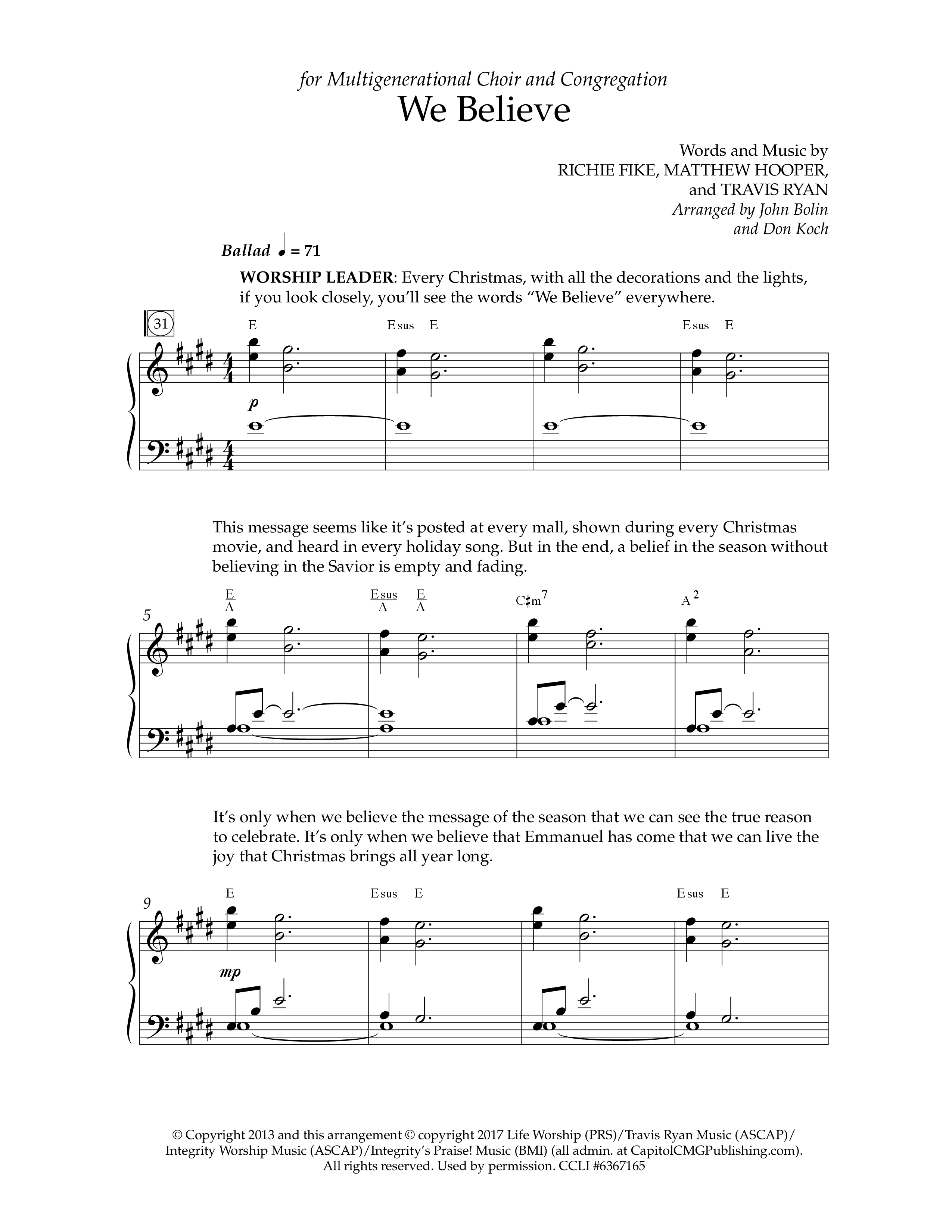 Wonder And Glory (6 Song Worship Collection) Song 6 (Piano SATB) (Lifeway Choral / Arr. John Bolin / Arr. Don Koch)
