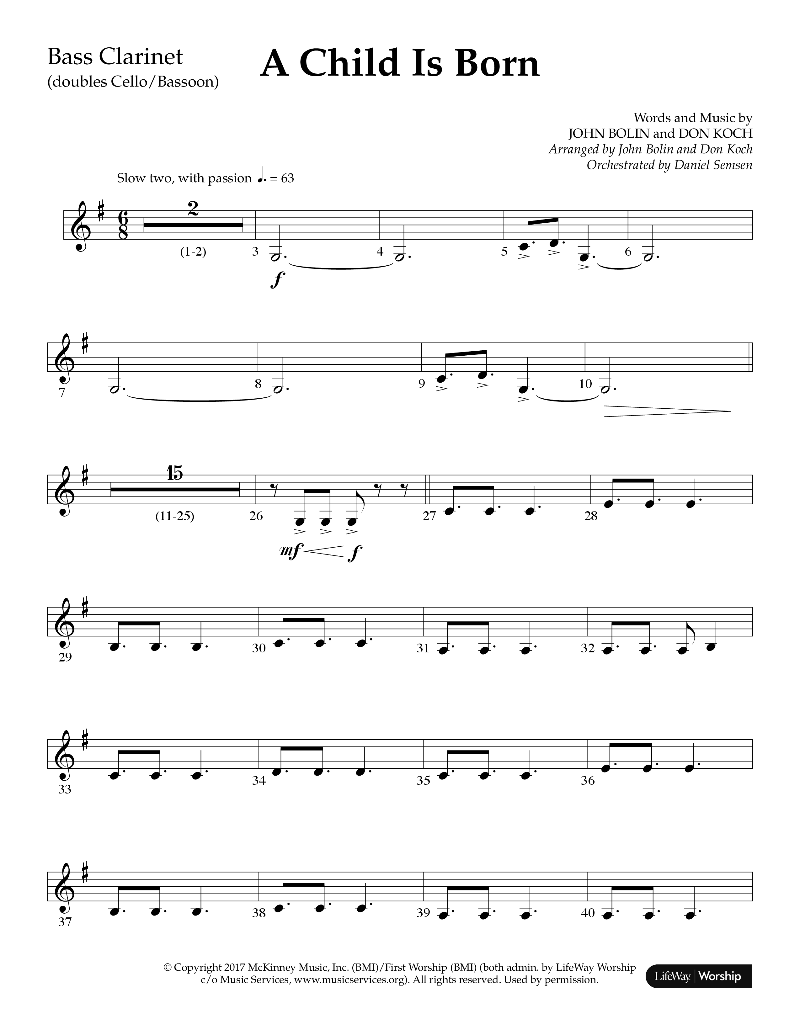 A Child Is Born (Choral Anthem SATB) Bass Clarinet (Lifeway Worship / Arr. John Bolin / Arr. Don Koch)