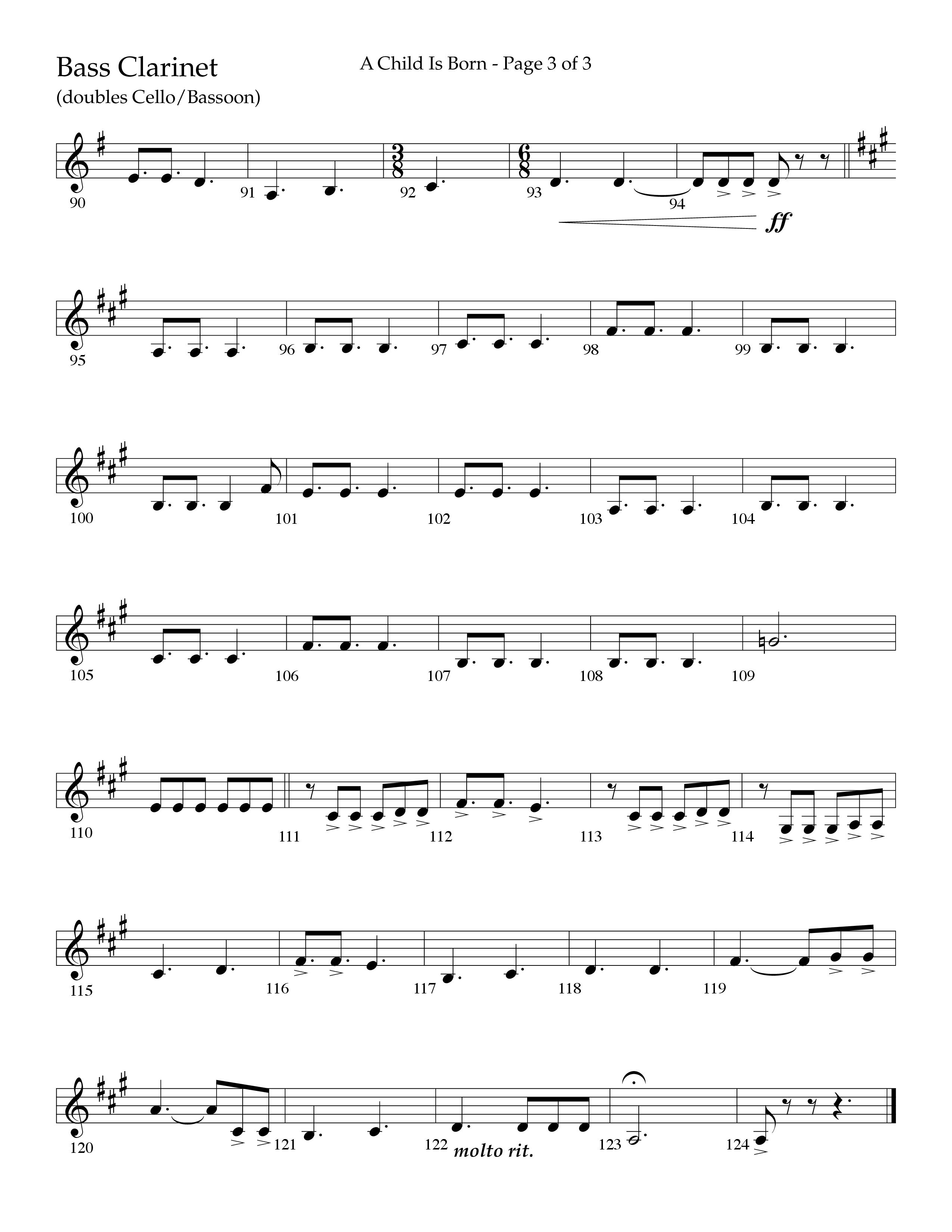 A Child Is Born (Choral Anthem SATB) Bass Clarinet (Lifeway Worship / Arr. John Bolin / Arr. Don Koch)