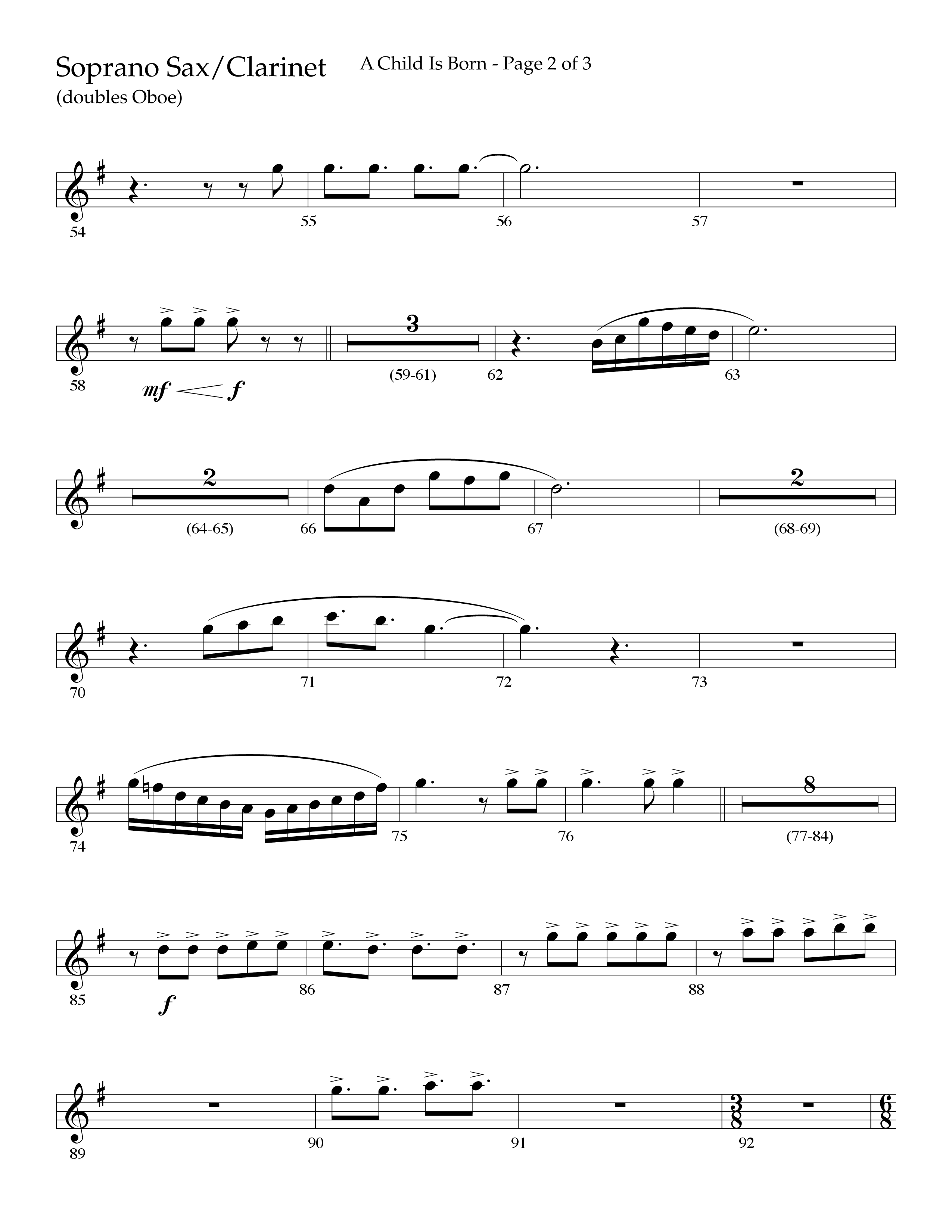 A Child Is Born (Choral Anthem SATB) Clarinet/Soprano Sax (Lifeway Worship / Arr. John Bolin / Arr. Don Koch)
