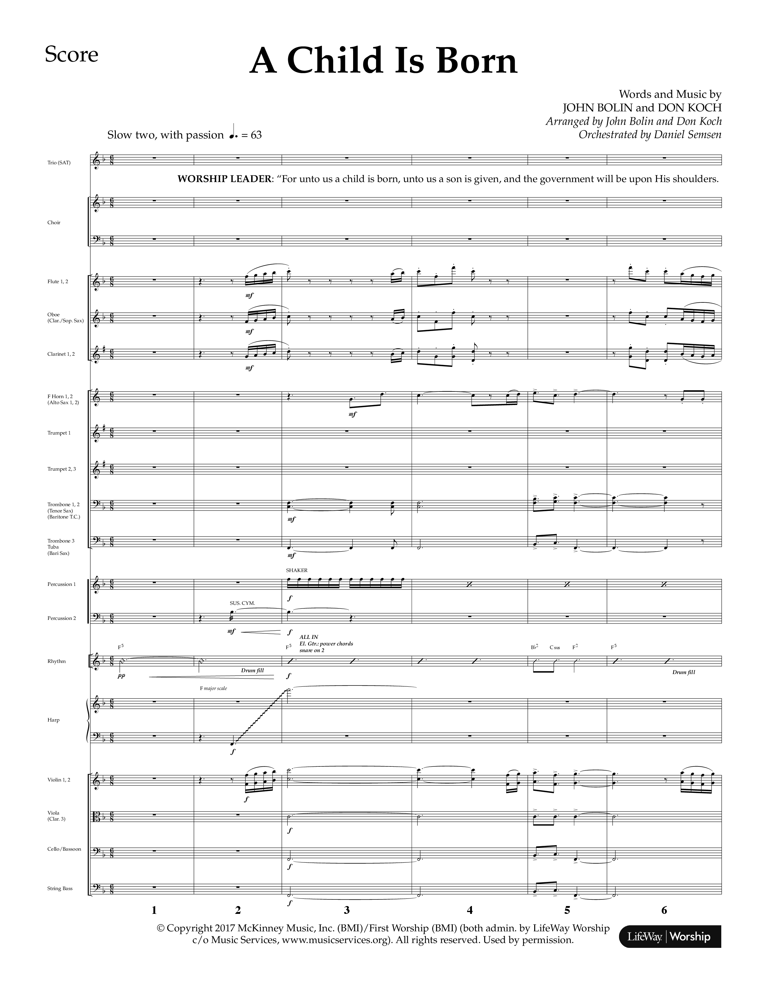 A Child Is Born (Choral Anthem SATB) Conductor's Score (Lifeway Worship / Arr. John Bolin / Arr. Don Koch)