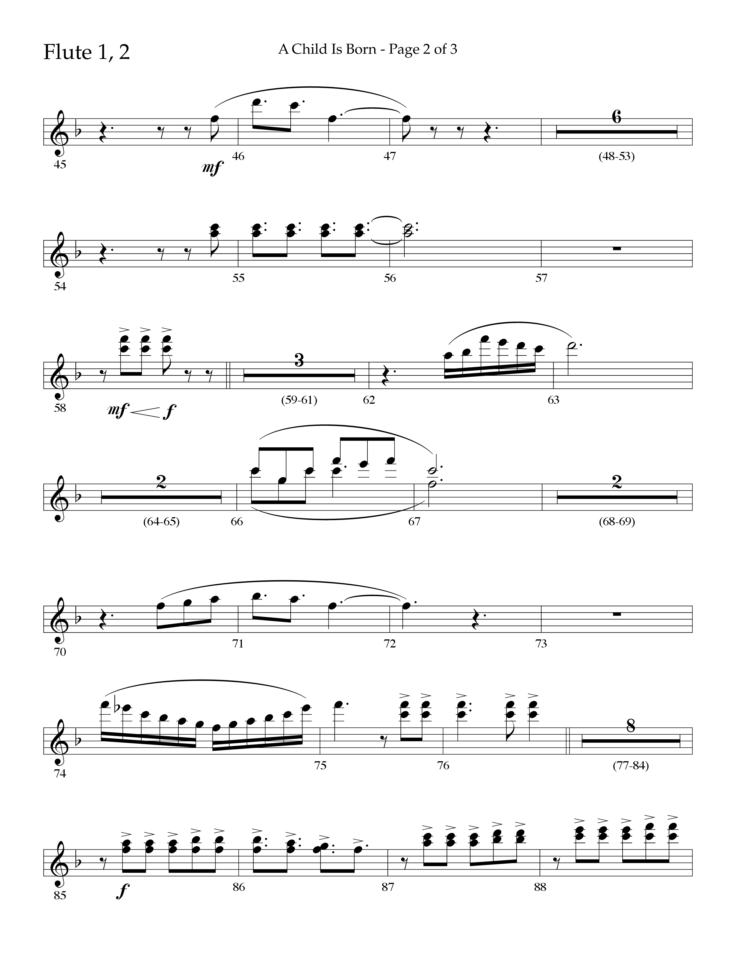 A Child Is Born (Choral Anthem SATB) Flute 1/2 (Lifeway Worship / Arr. John Bolin / Arr. Don Koch)