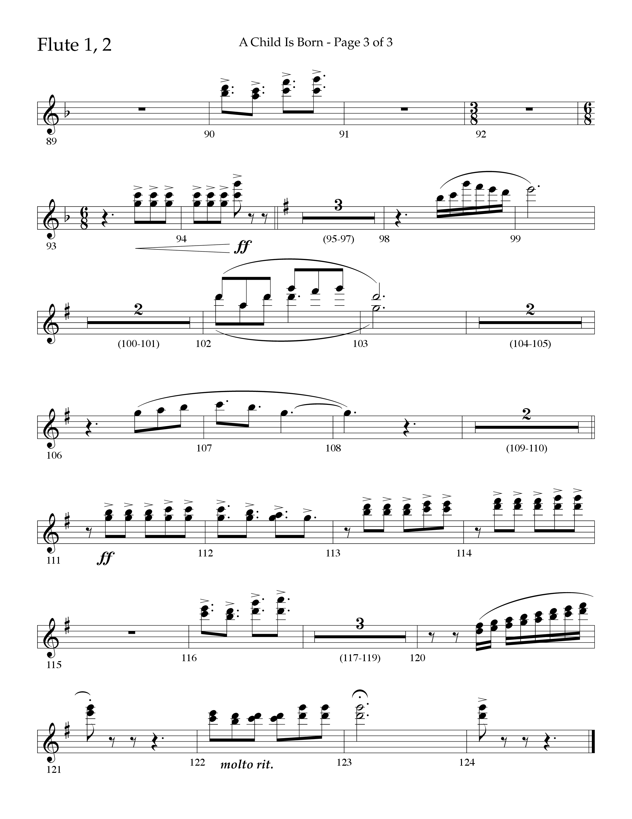A Child Is Born (Choral Anthem SATB) Flute 1/2 (Lifeway Worship / Arr. John Bolin / Arr. Don Koch)