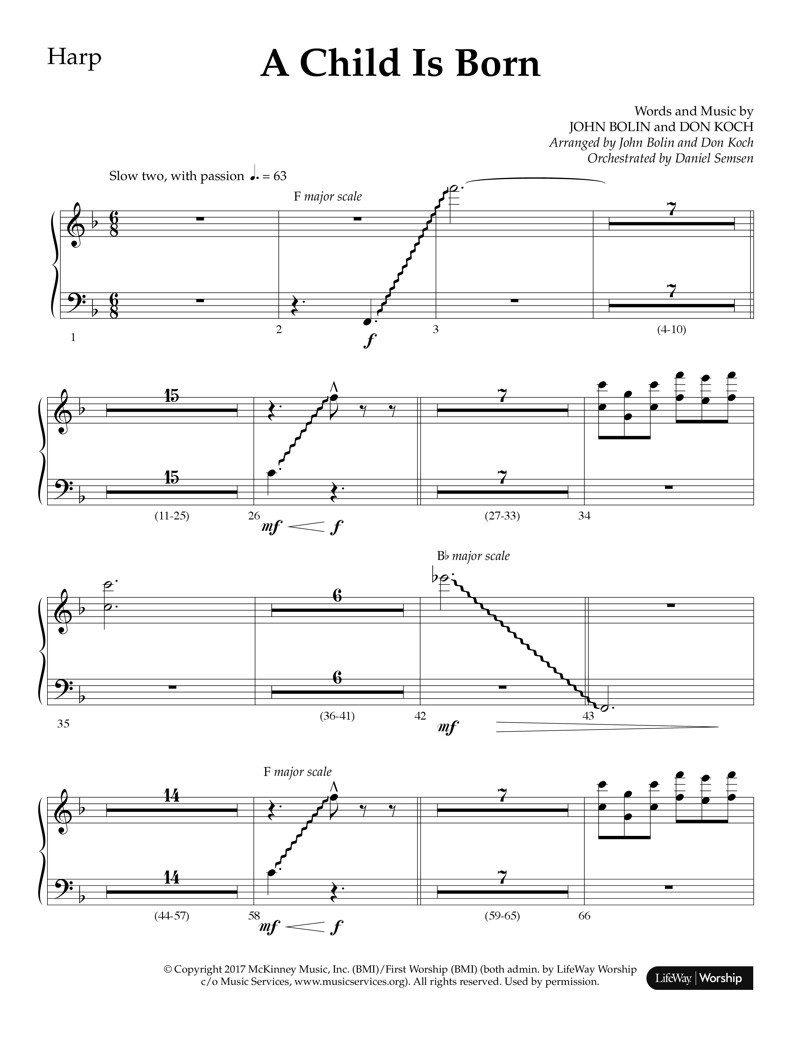 A Child Is Born (Choral Anthem SATB) Harp (Lifeway Worship / Arr. John Bolin / Arr. Don Koch)