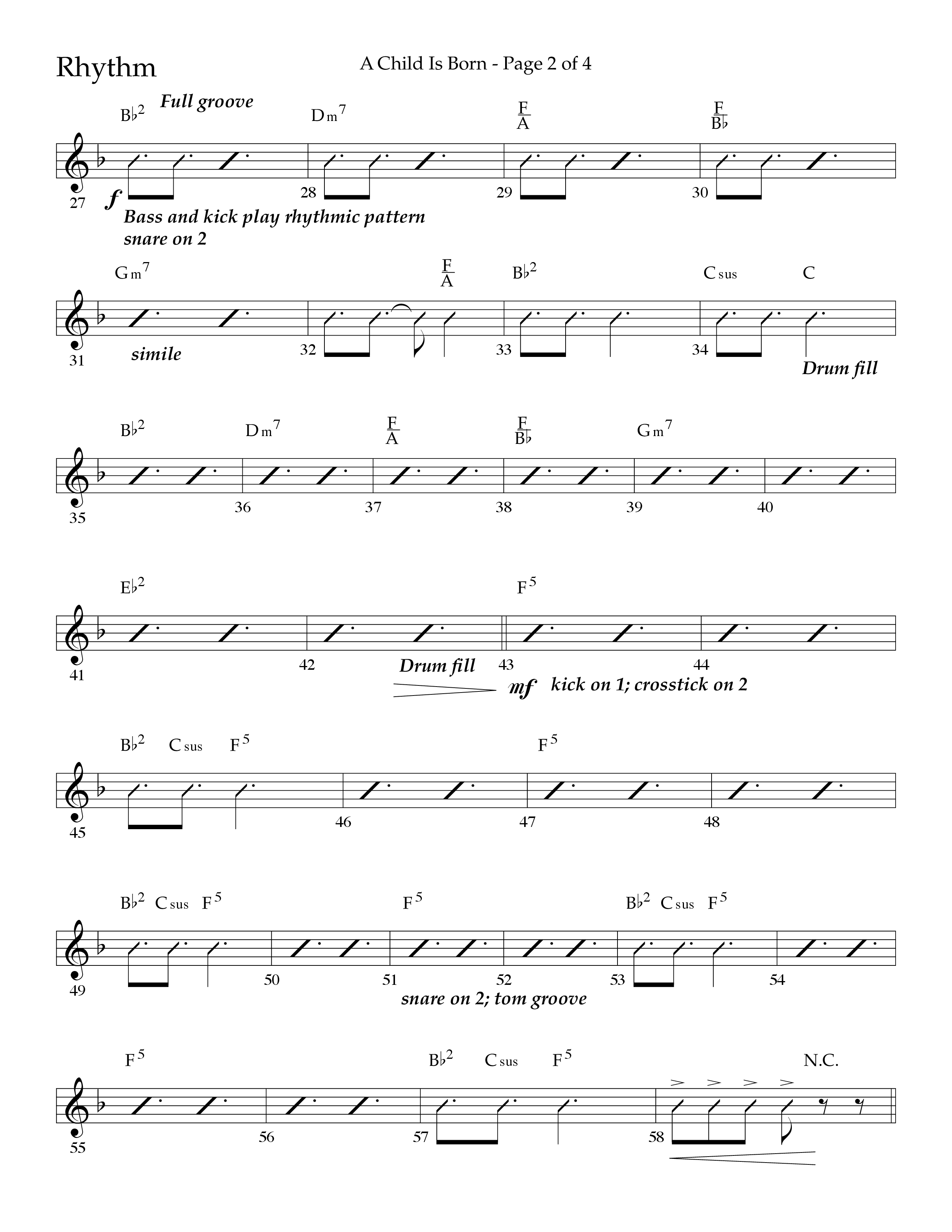 A Child Is Born (Choral Anthem SATB) Rhythm Chart (Lifeway Worship / Arr. John Bolin / Arr. Don Koch)