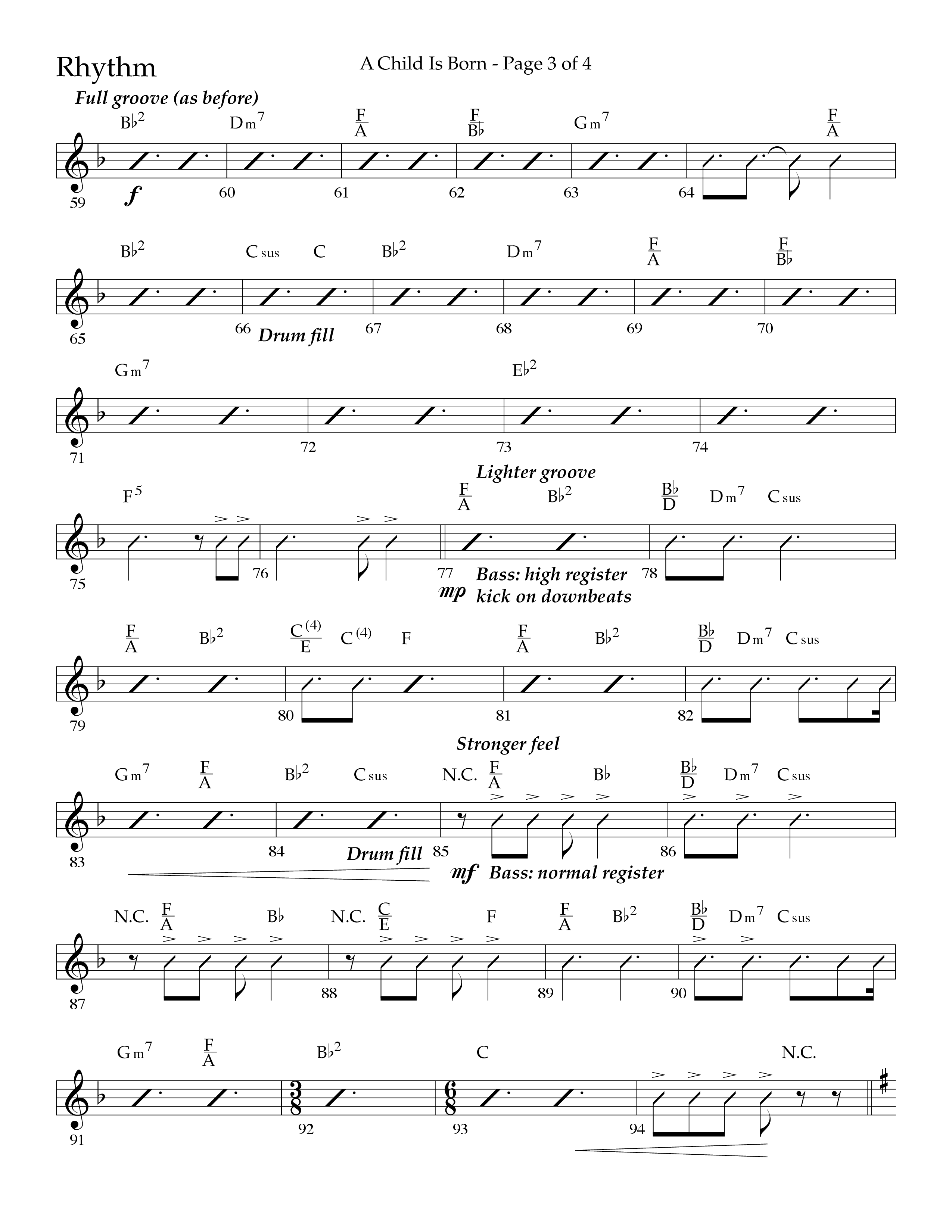 A Child Is Born (Choral Anthem SATB) Rhythm Chart (Lifeway Worship / Arr. John Bolin / Arr. Don Koch)