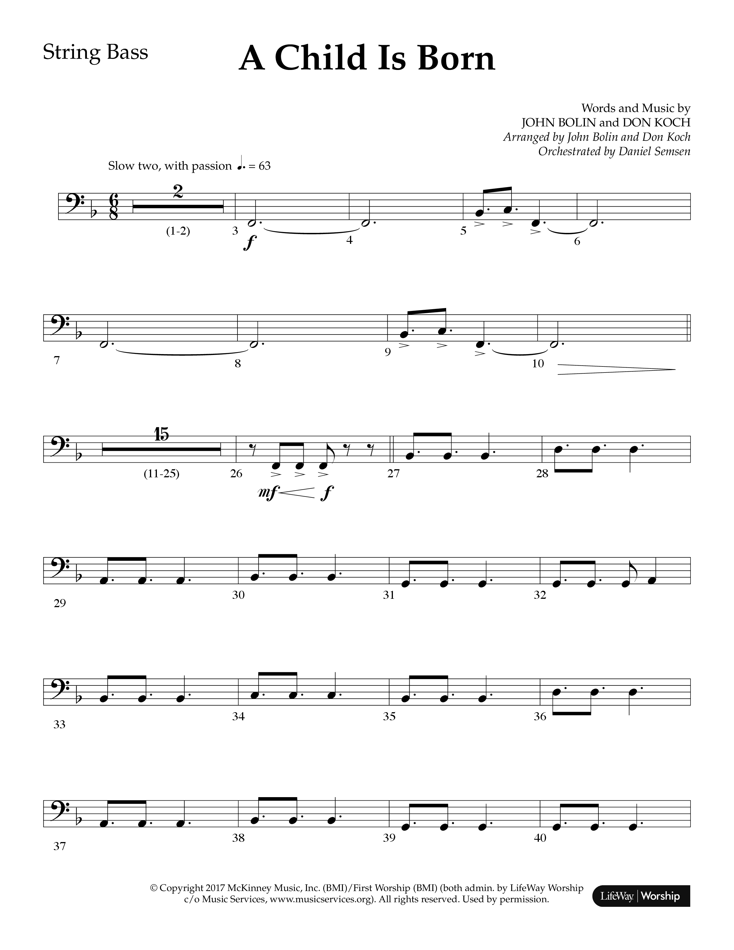 A Child Is Born (Choral Anthem SATB) String Bass (Lifeway Worship / Arr. John Bolin / Arr. Don Koch)