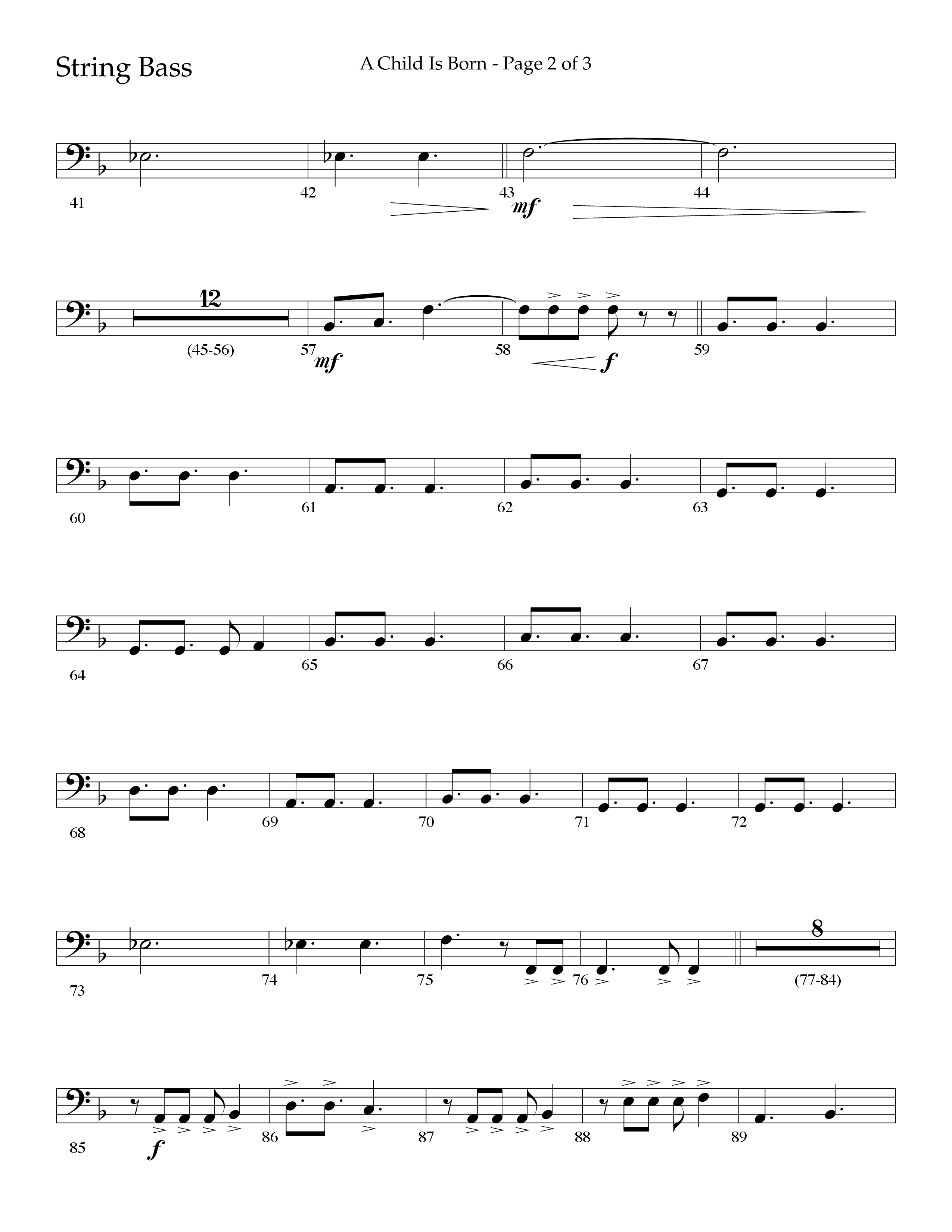 A Child Is Born (Choral Anthem SATB) String Bass (Lifeway Worship / Arr. John Bolin / Arr. Don Koch)