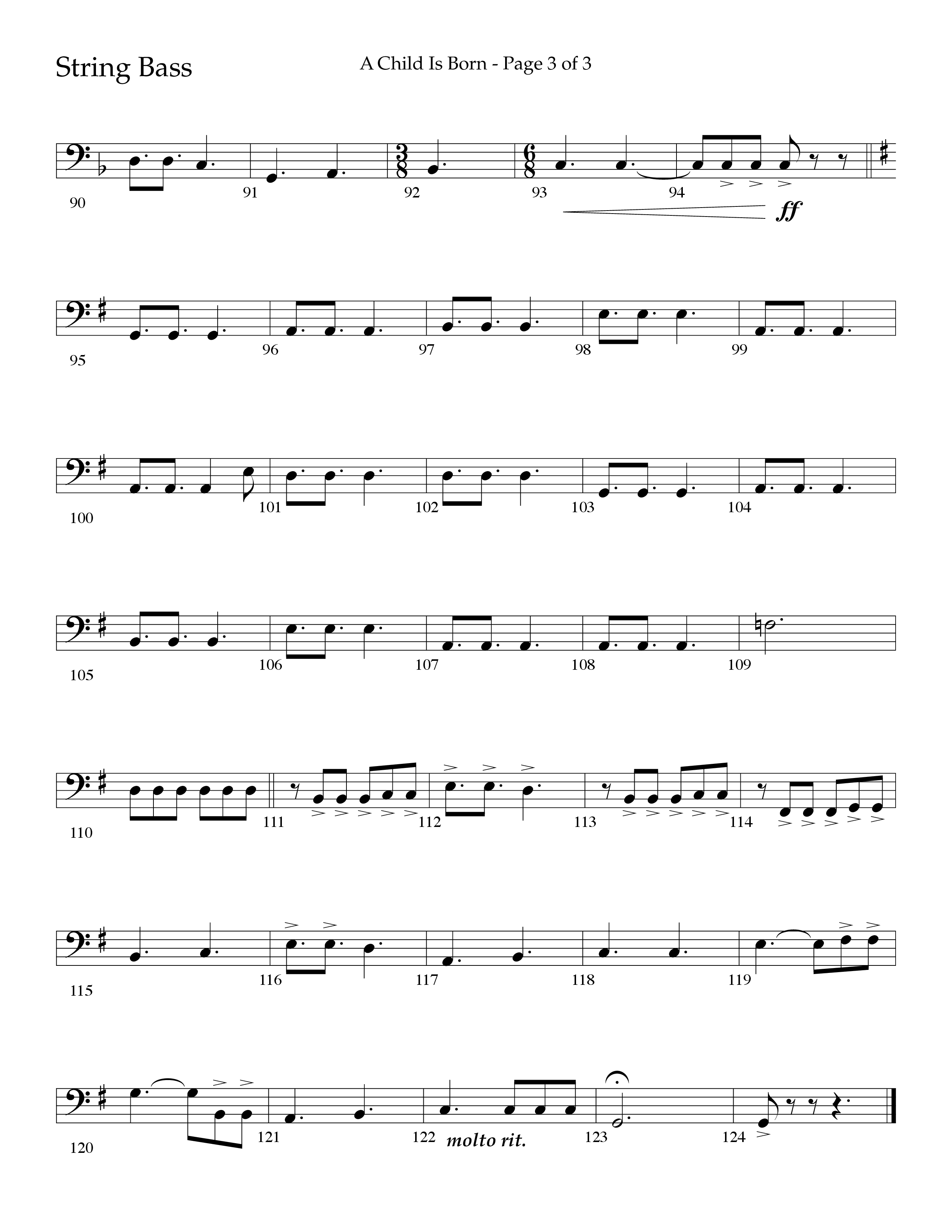 A Child Is Born (Choral Anthem SATB) String Bass (Lifeway Worship / Arr. John Bolin / Arr. Don Koch)