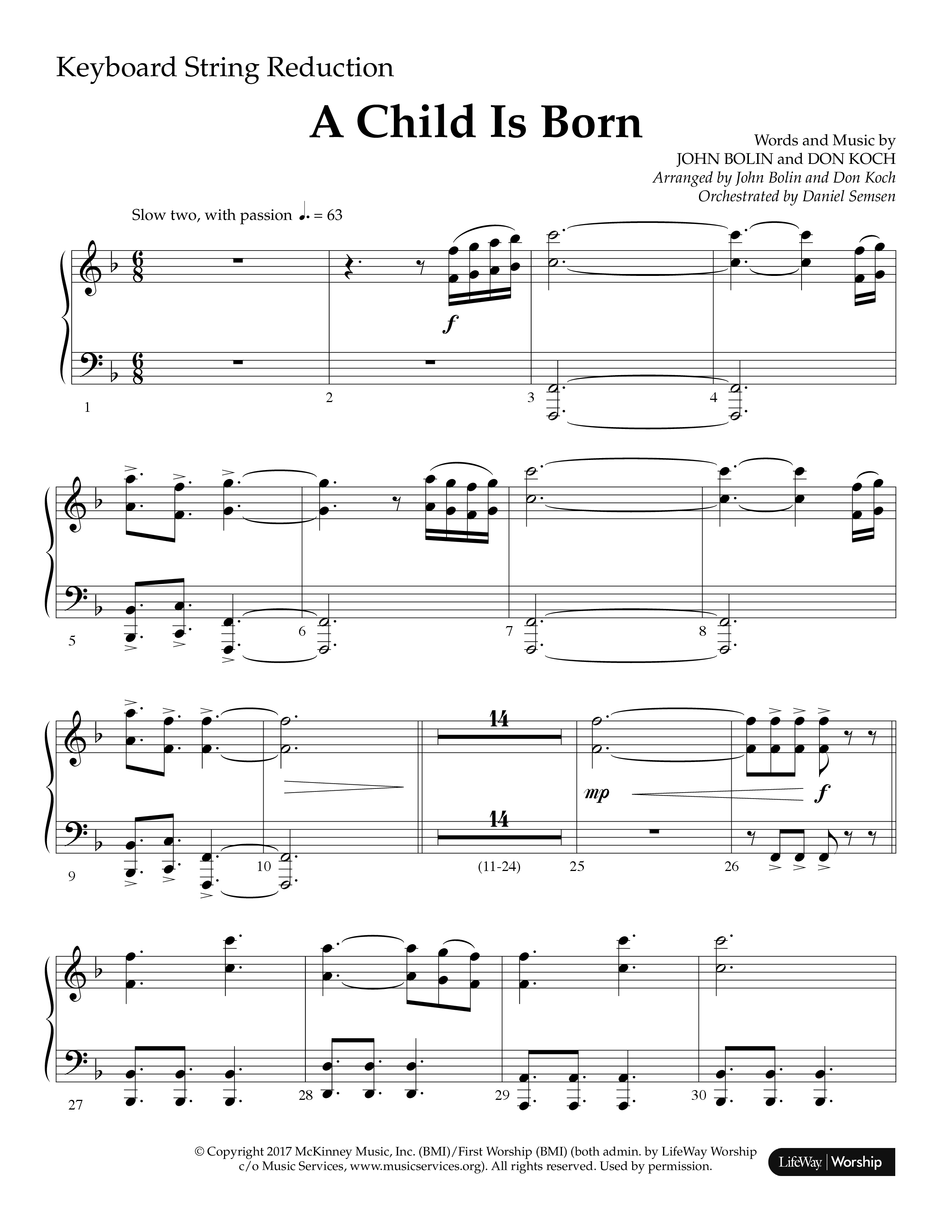A Child Is Born (Choral Anthem SATB) String Reduction (Lifeway Worship / Arr. John Bolin / Arr. Don Koch)