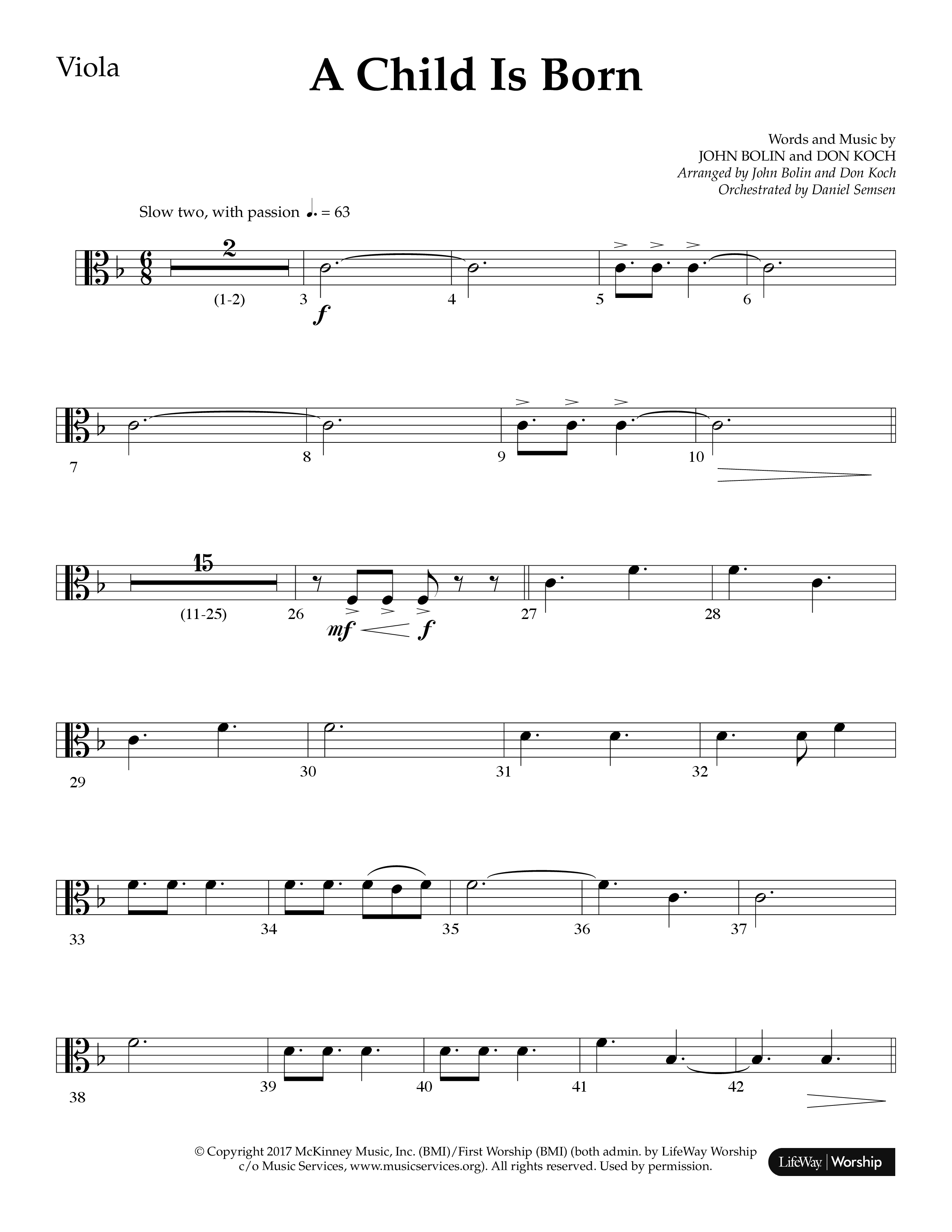A Child Is Born (Choral Anthem SATB) Viola (Lifeway Worship / Arr. John Bolin / Arr. Don Koch)