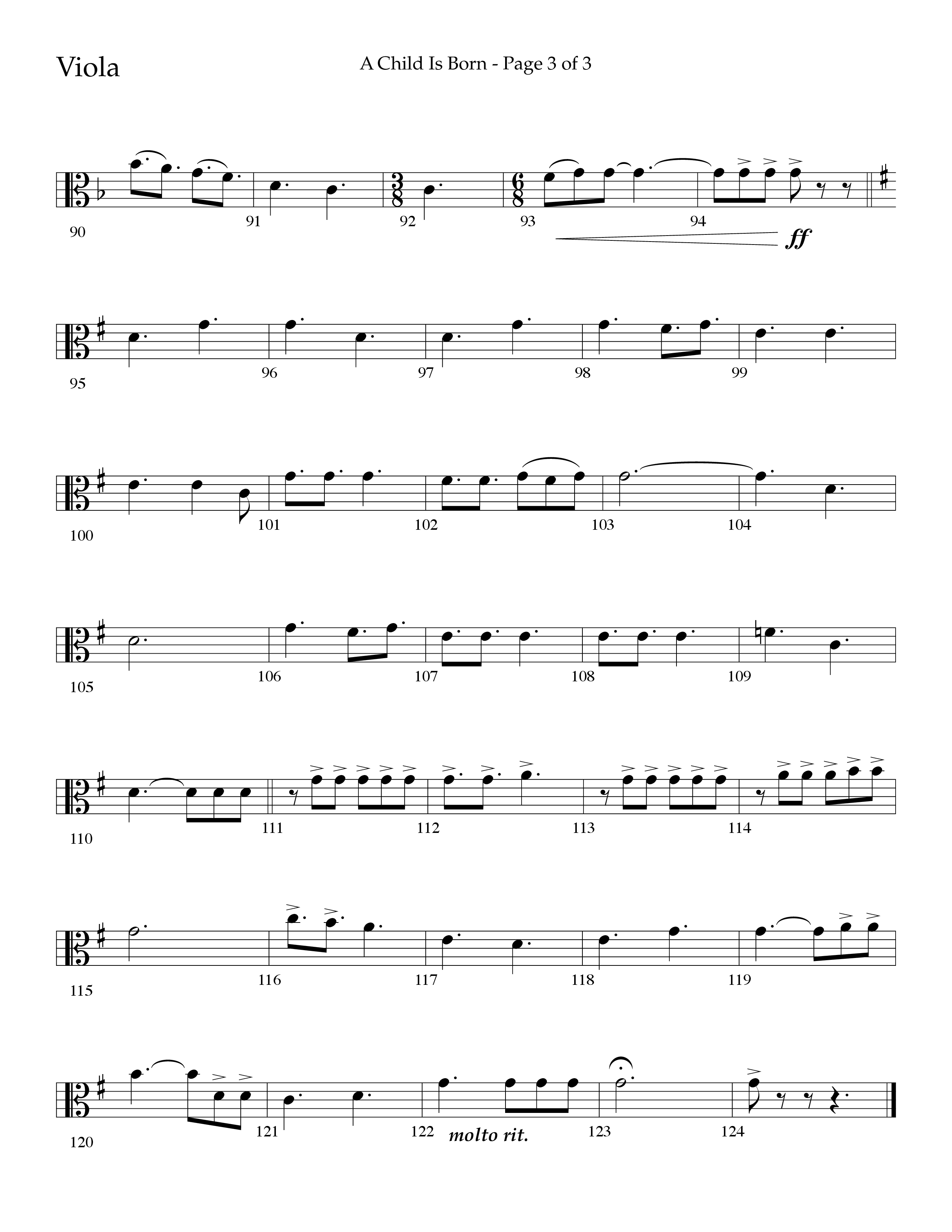 A Child Is Born (Choral Anthem SATB) Viola (Lifeway Worship / Arr. John Bolin / Arr. Don Koch)
