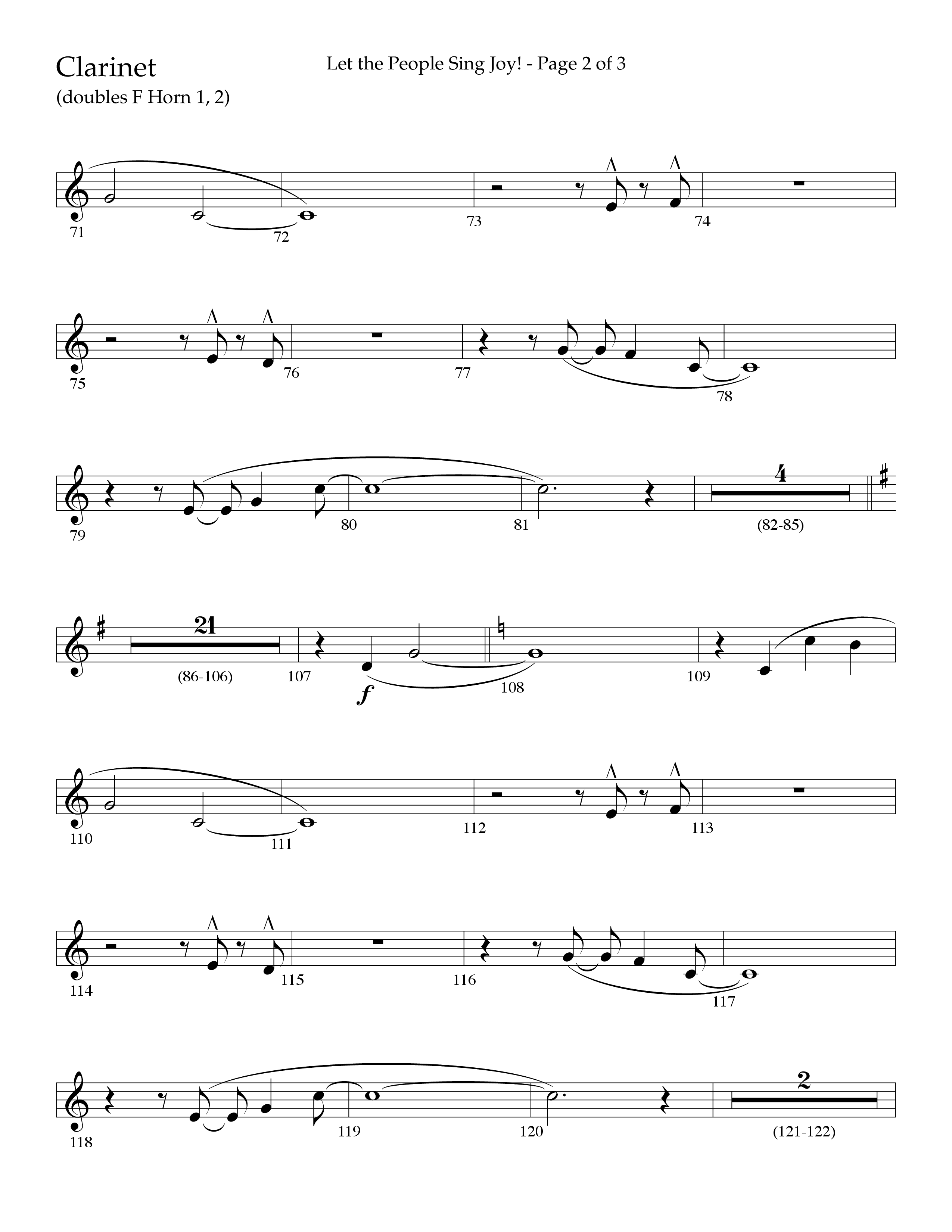 Let The People Sing Joy (Choral Anthem SATB) Clarinet (Lifeway Choral / Arr. John Bolin / Arr. Cliff Duren)