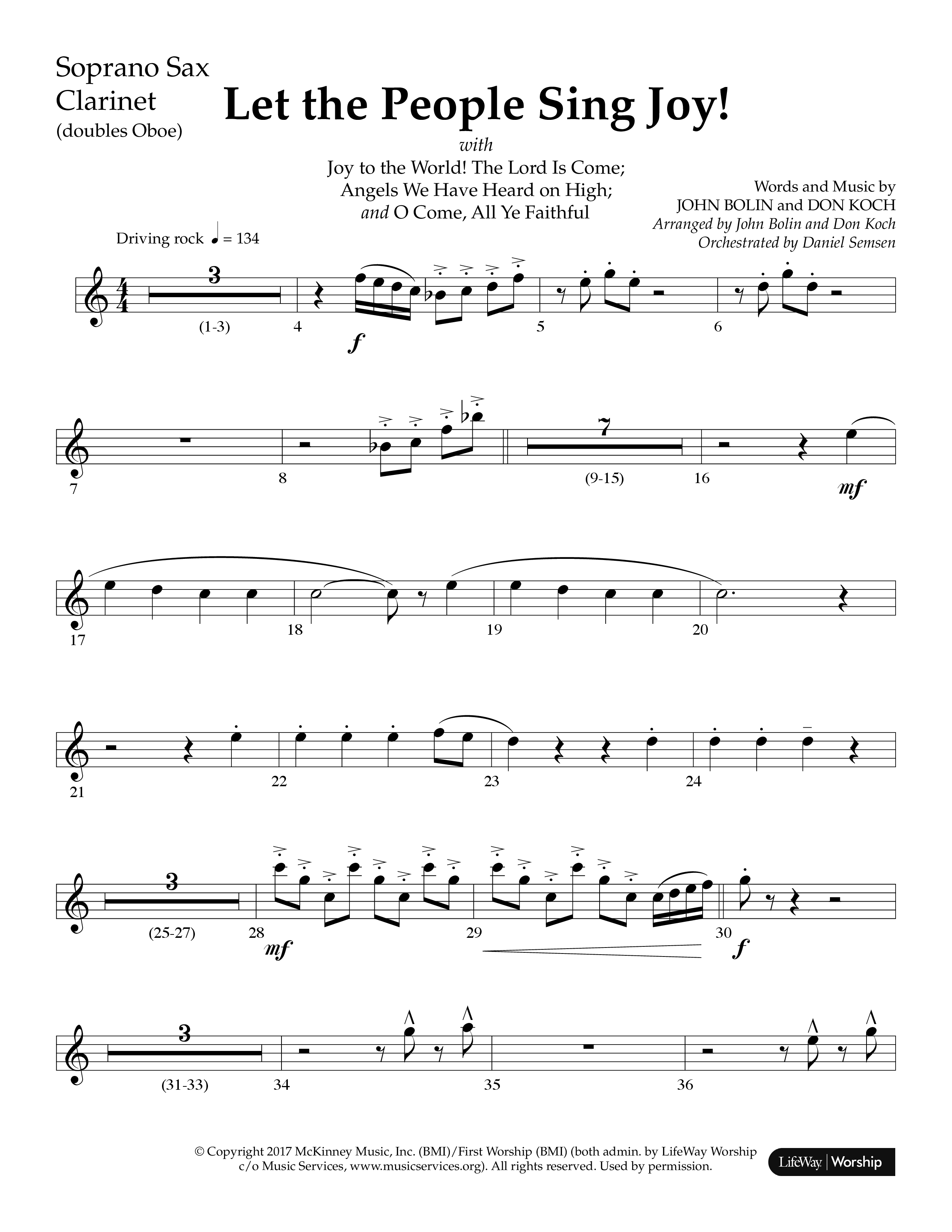 Let The People Sing Joy (Choral Anthem SATB) Clarinet/Soprano Sax (Lifeway Choral / Arr. John Bolin / Arr. Cliff Duren)