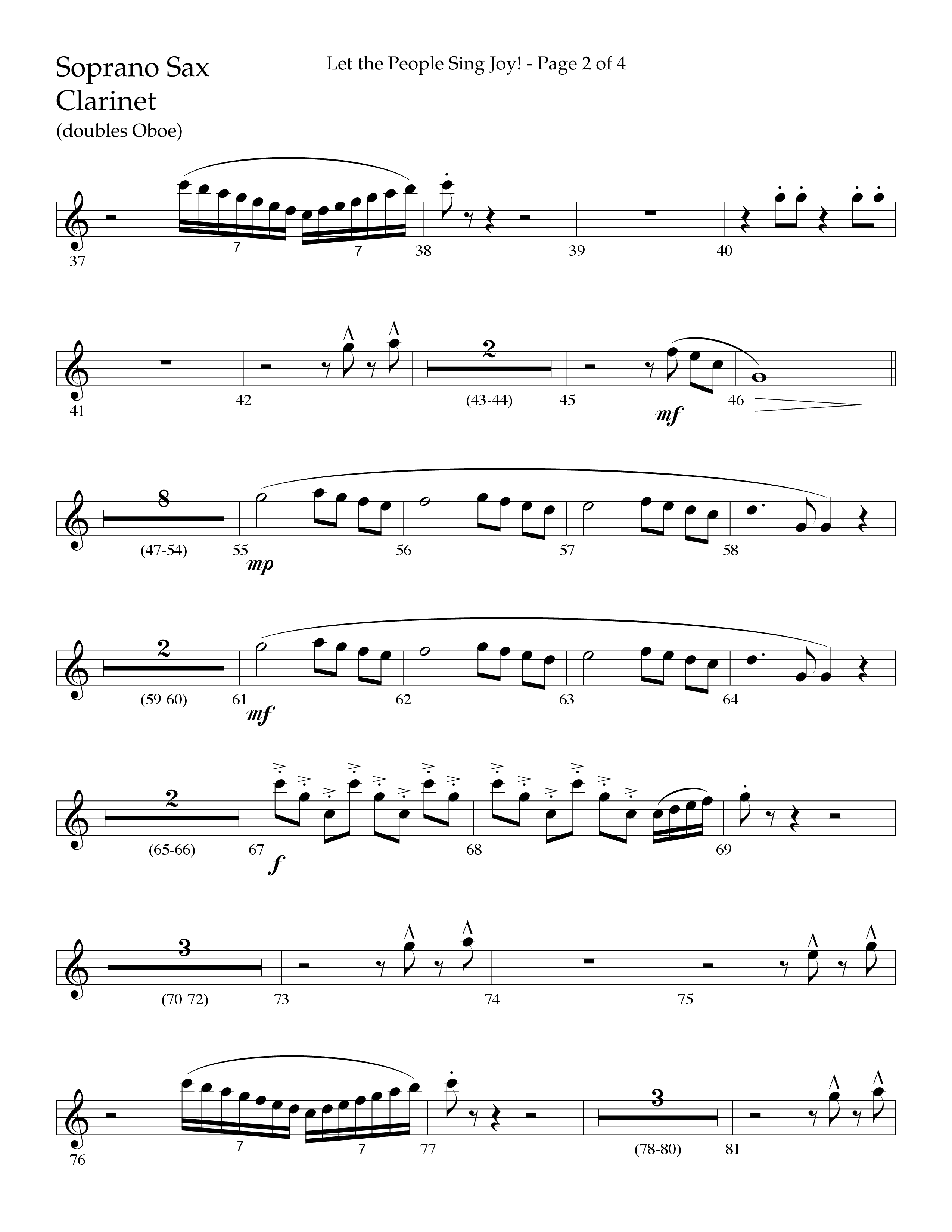 Let The People Sing Joy (Choral Anthem SATB) Clarinet/Soprano Sax (Lifeway Choral / Arr. John Bolin / Arr. Cliff Duren)