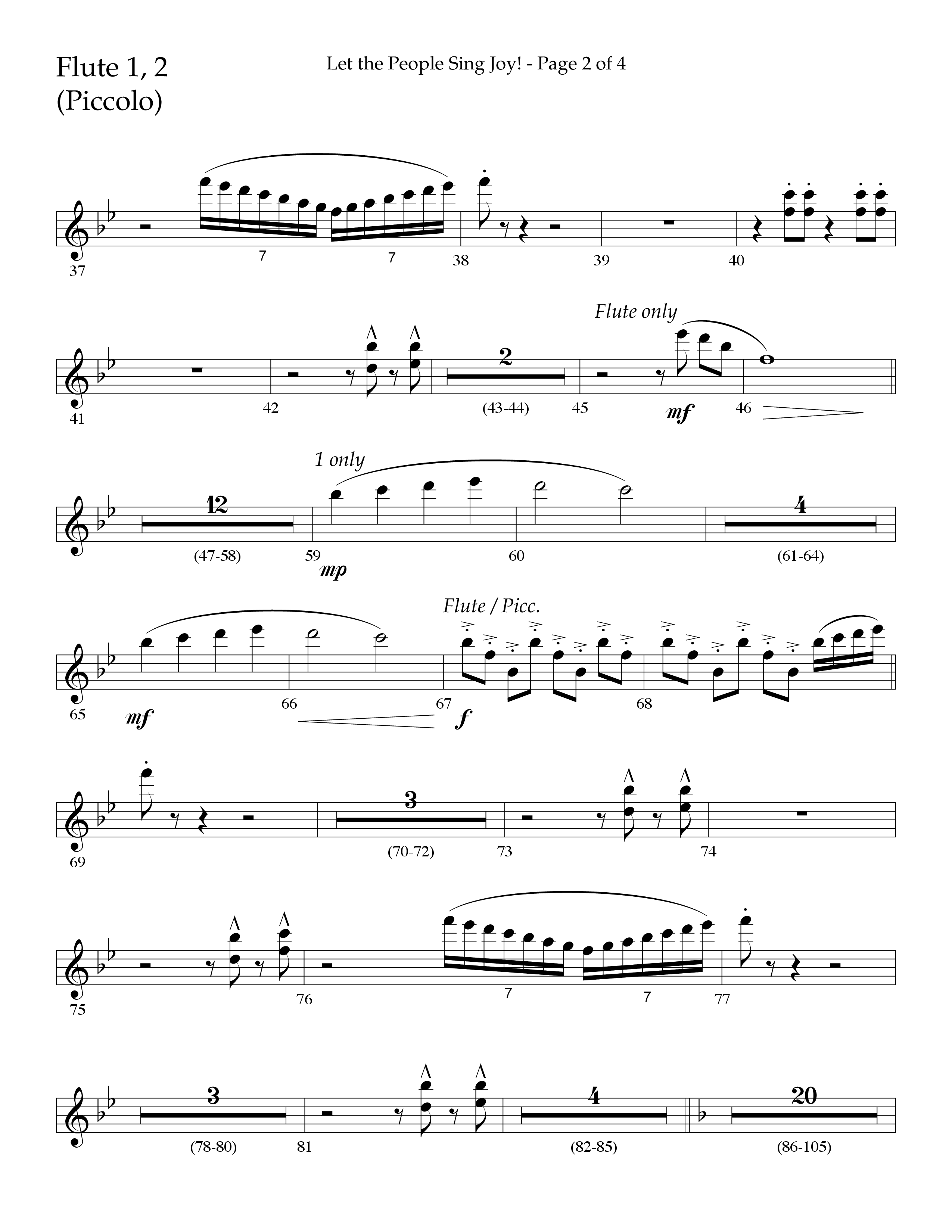 Let The People Sing Joy (Choral Anthem SATB) Flute 1/2 (Lifeway Choral / Arr. John Bolin / Arr. Cliff Duren)