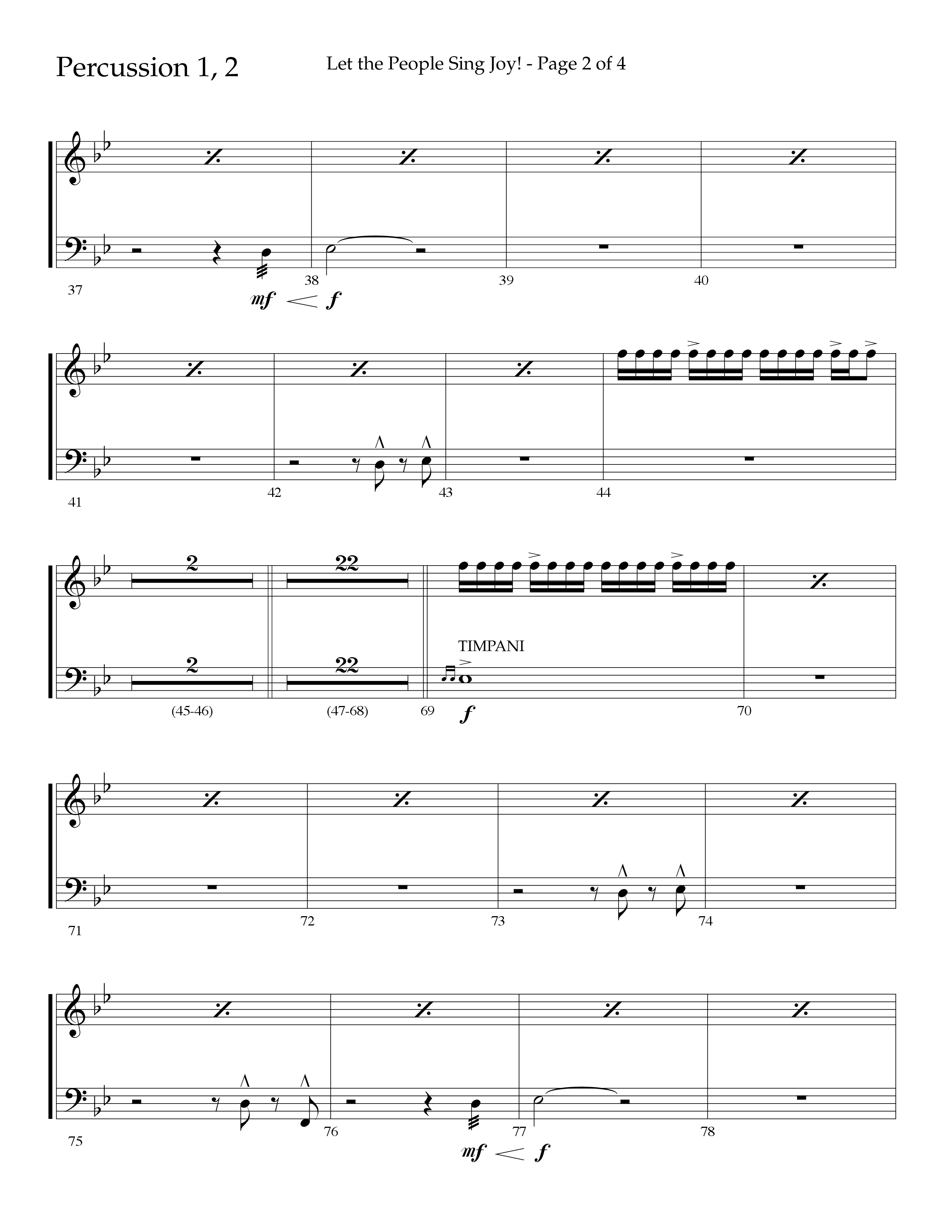 Let The People Sing Joy (Choral Anthem SATB) Percussion 1/2 (Lifeway Choral / Arr. John Bolin / Arr. Cliff Duren)