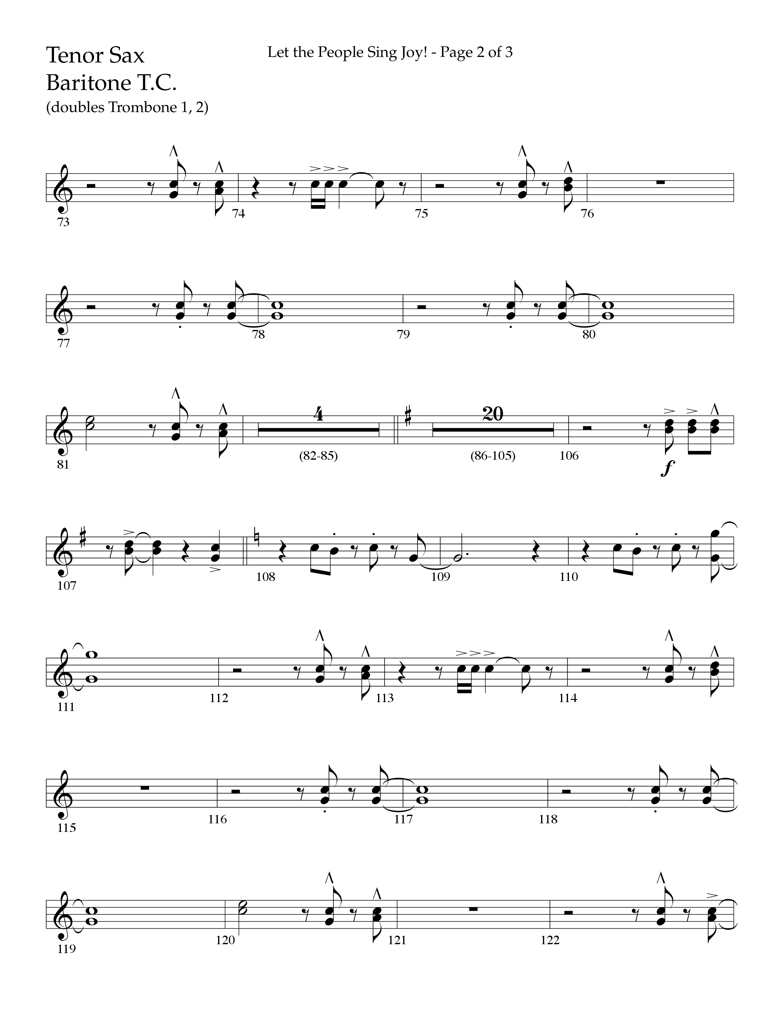 Let The People Sing Joy (Choral Anthem SATB) Tenor Sax/Baritone T.C. (Lifeway Choral / Arr. John Bolin / Arr. Cliff Duren)