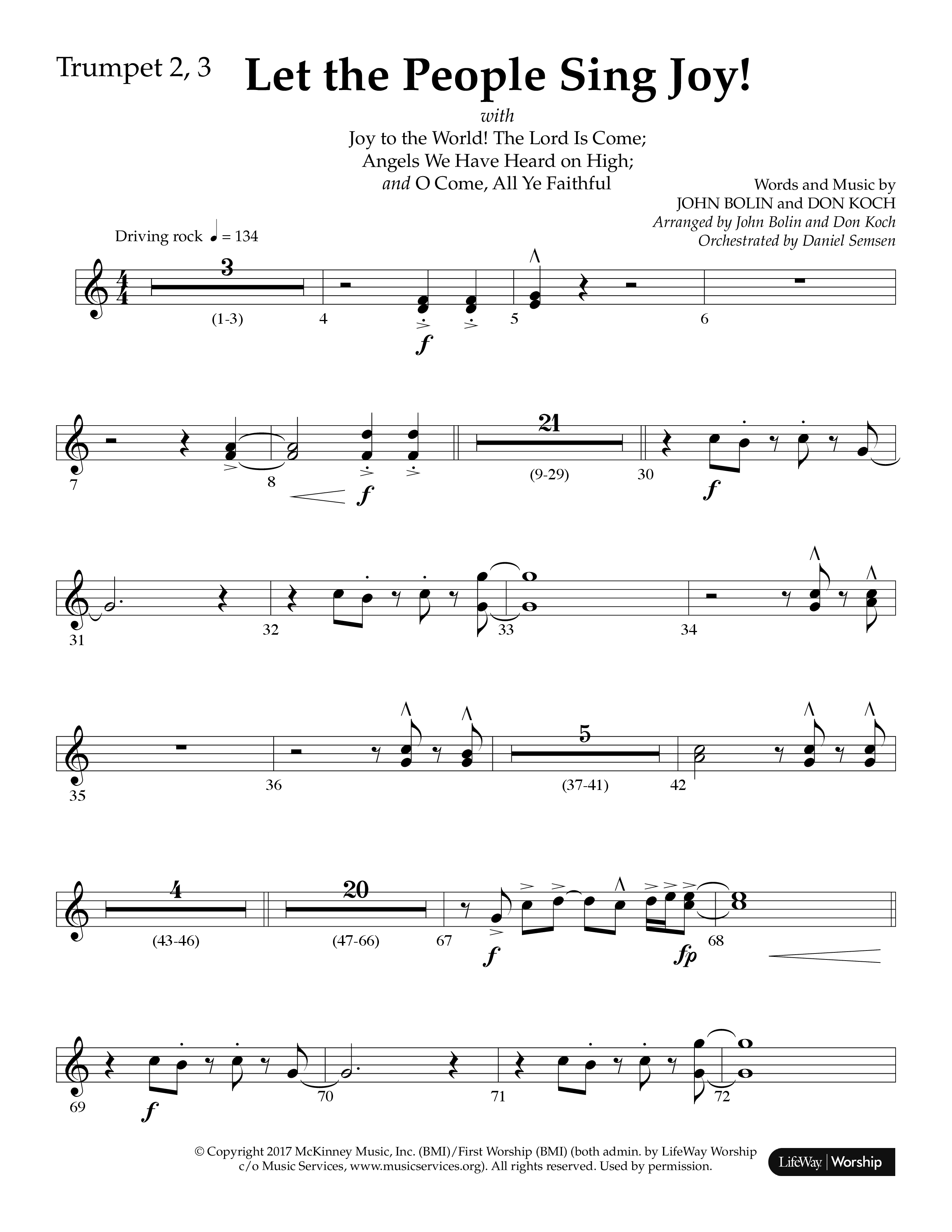 Let The People Sing Joy (Choral Anthem SATB) Trumpet 2/3 (Lifeway Choral / Arr. John Bolin / Arr. Cliff Duren)