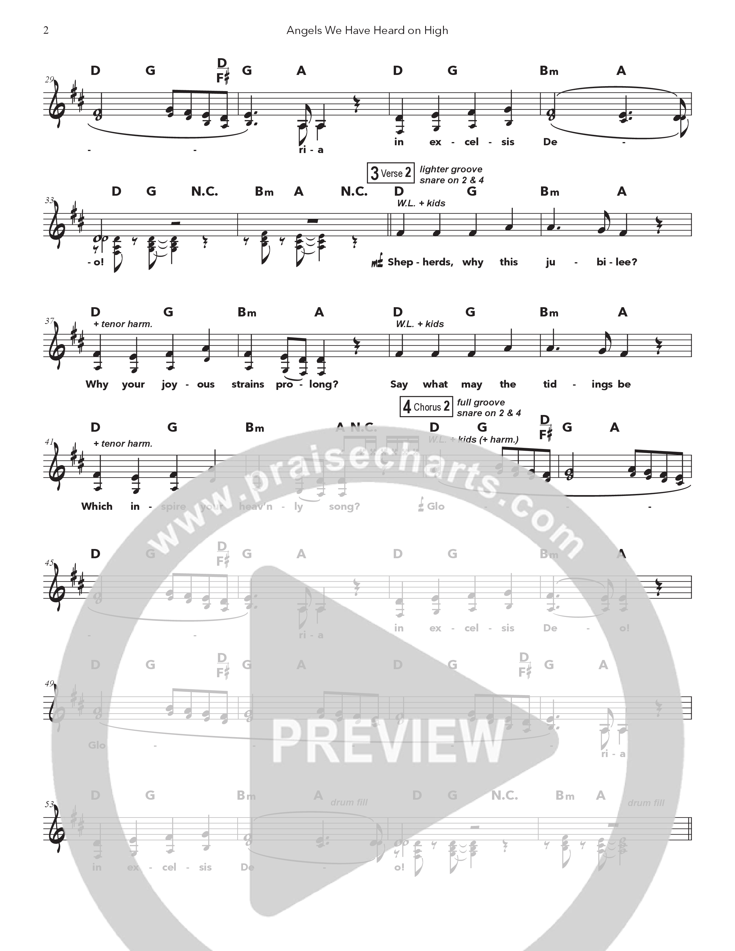 Angels We Have Heard On High (Kids) Lead Sheet (SAT) (Doorpost Songs)