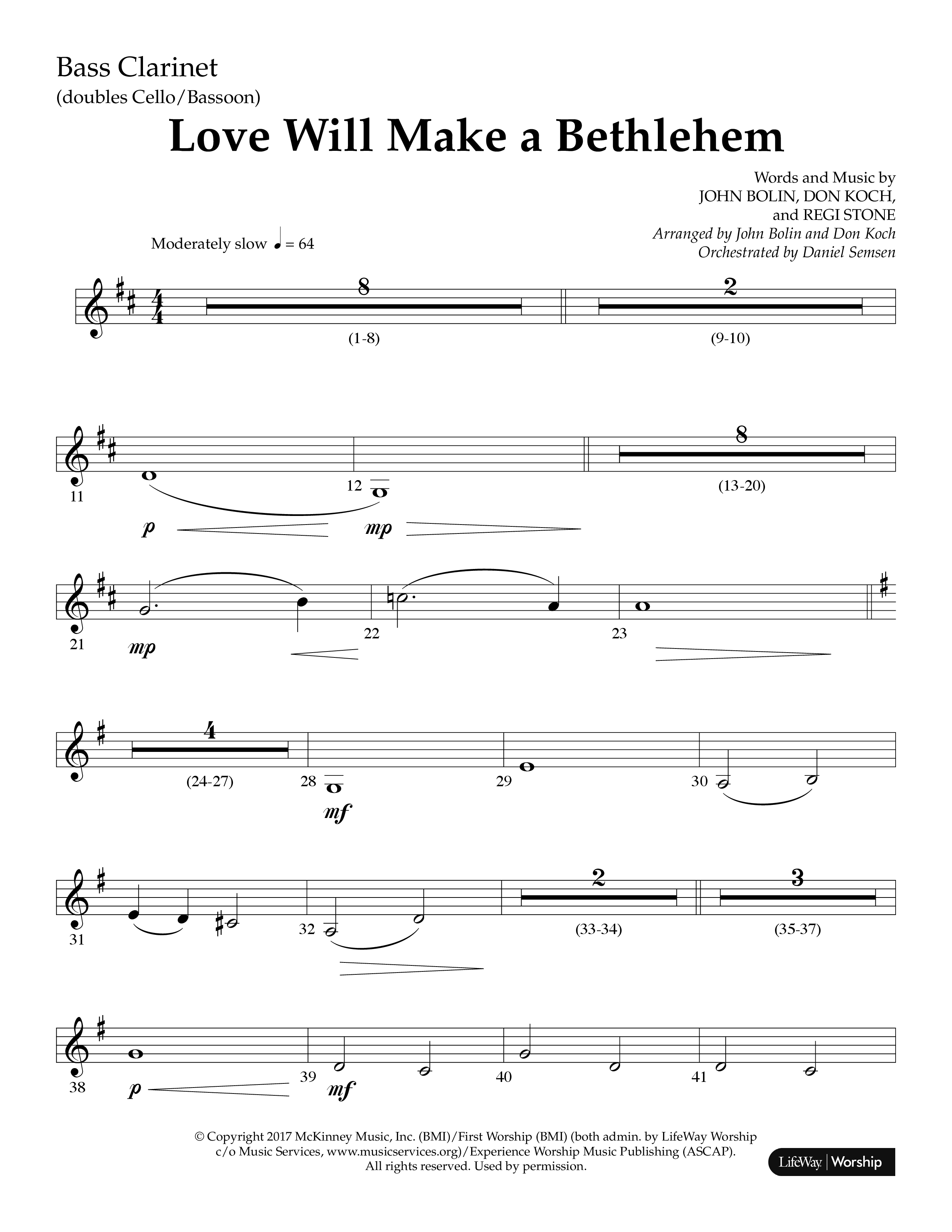 Love Will Make A Bethlehem (Choral Anthem SATB) Bass Clarinet (Lifeway Choral / Arr. John Bolin / Arr. Don Koch)