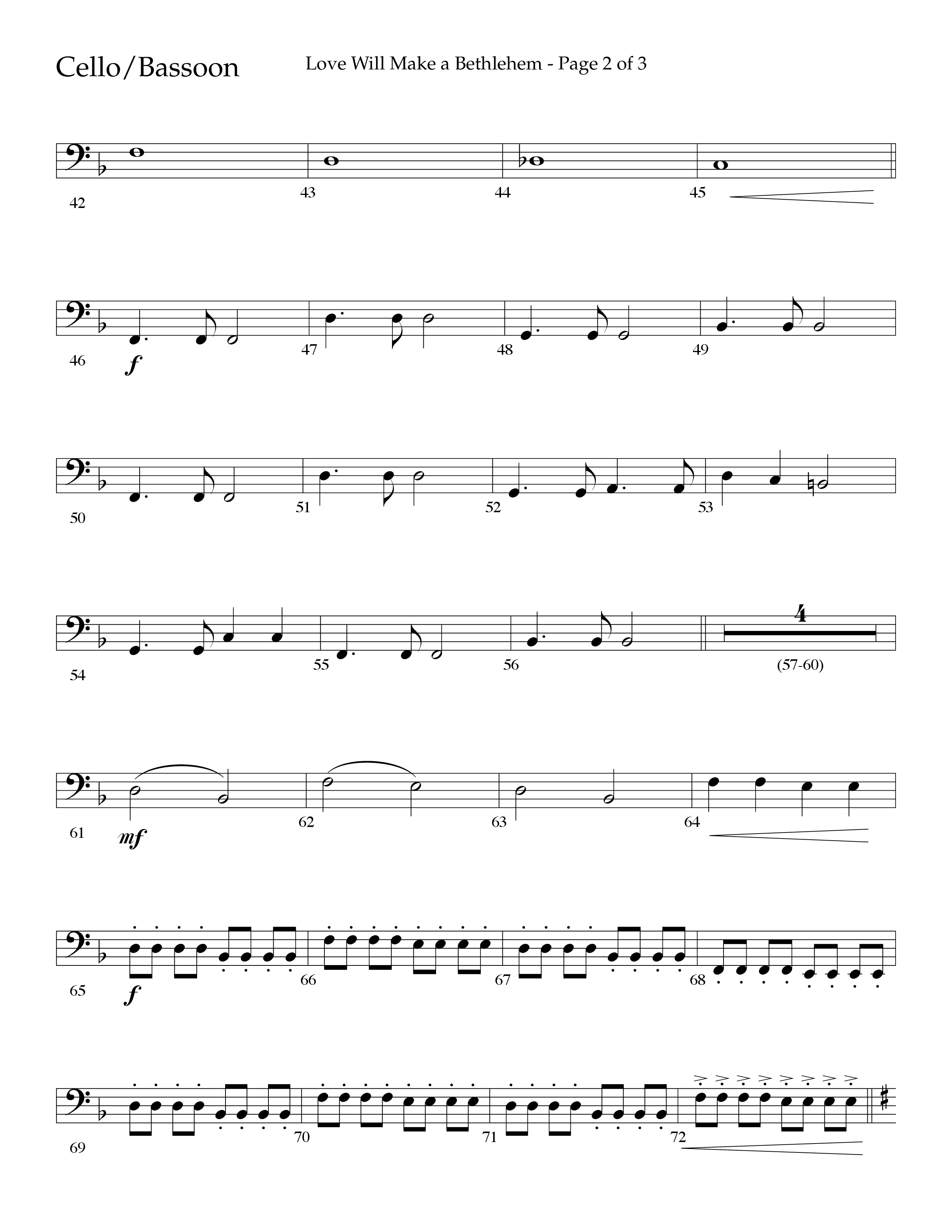 Love Will Make A Bethlehem (Choral Anthem SATB) Cello (Lifeway Choral / Arr. John Bolin / Arr. Don Koch)