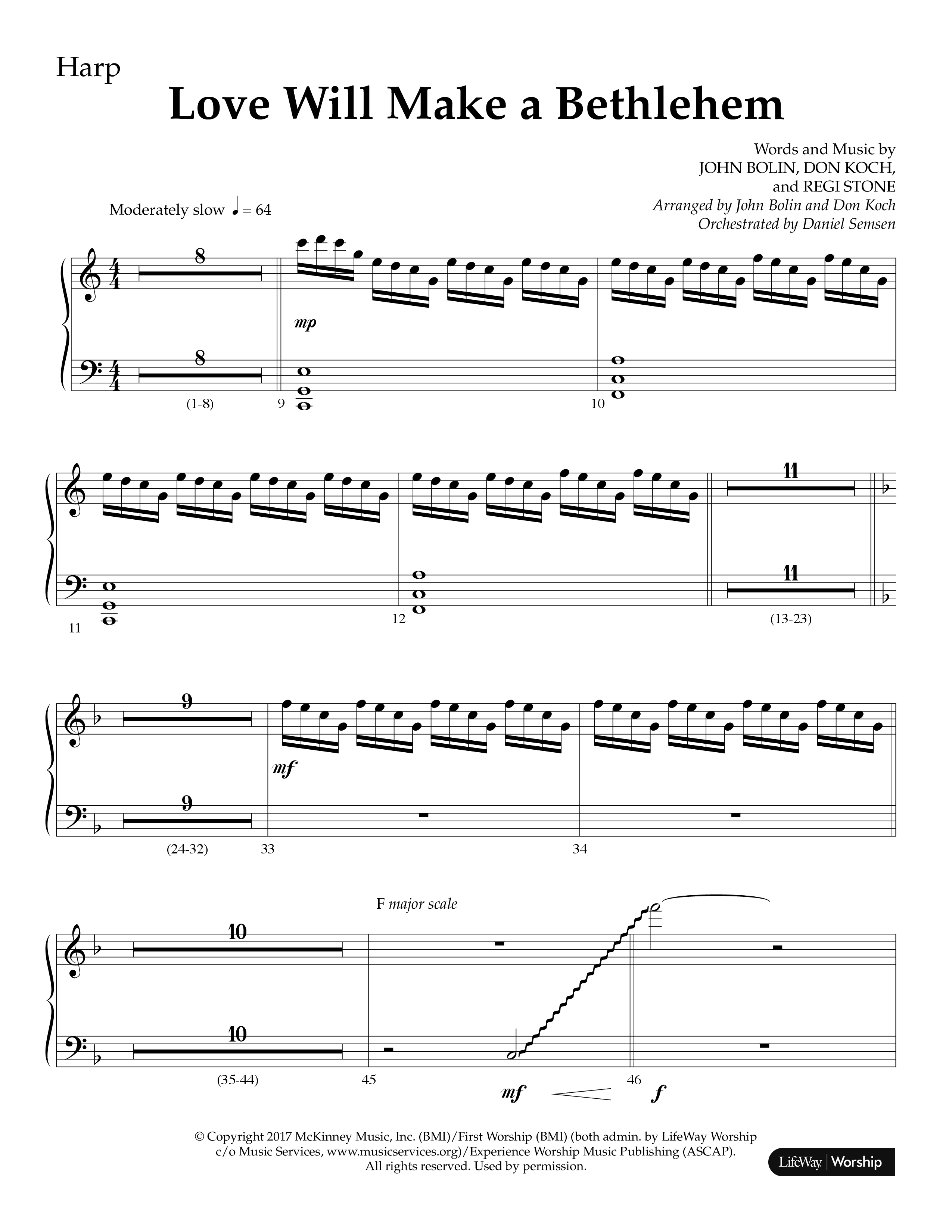 Love Will Make A Bethlehem (Choral Anthem SATB) Harp (Lifeway Choral / Arr. John Bolin / Arr. Don Koch)