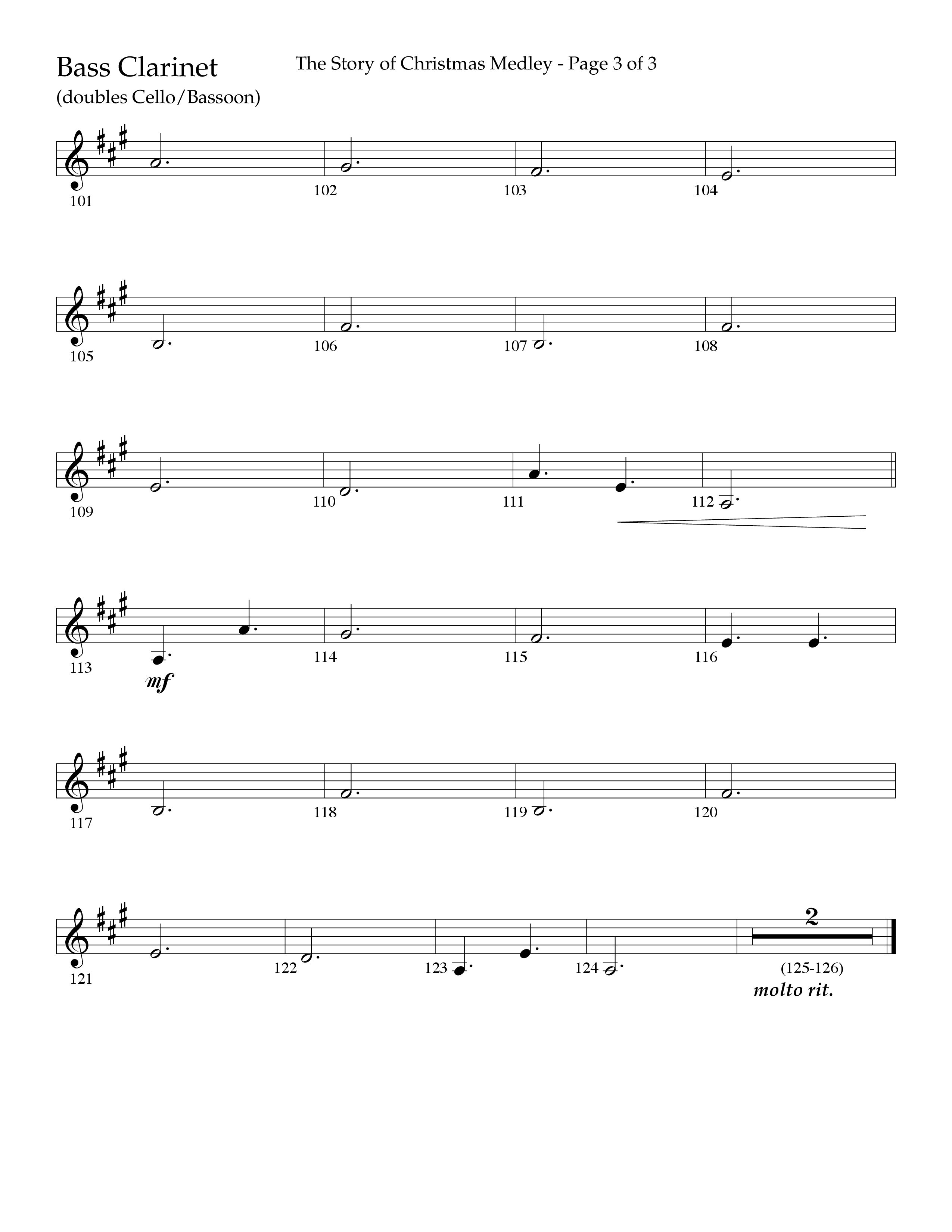 The Story Of Christmas (Medley) (Choral Anthem SATB) Bass Clarinet (Lifeway Choral / Arr. John Bolin / Arr. Cliff Duren)