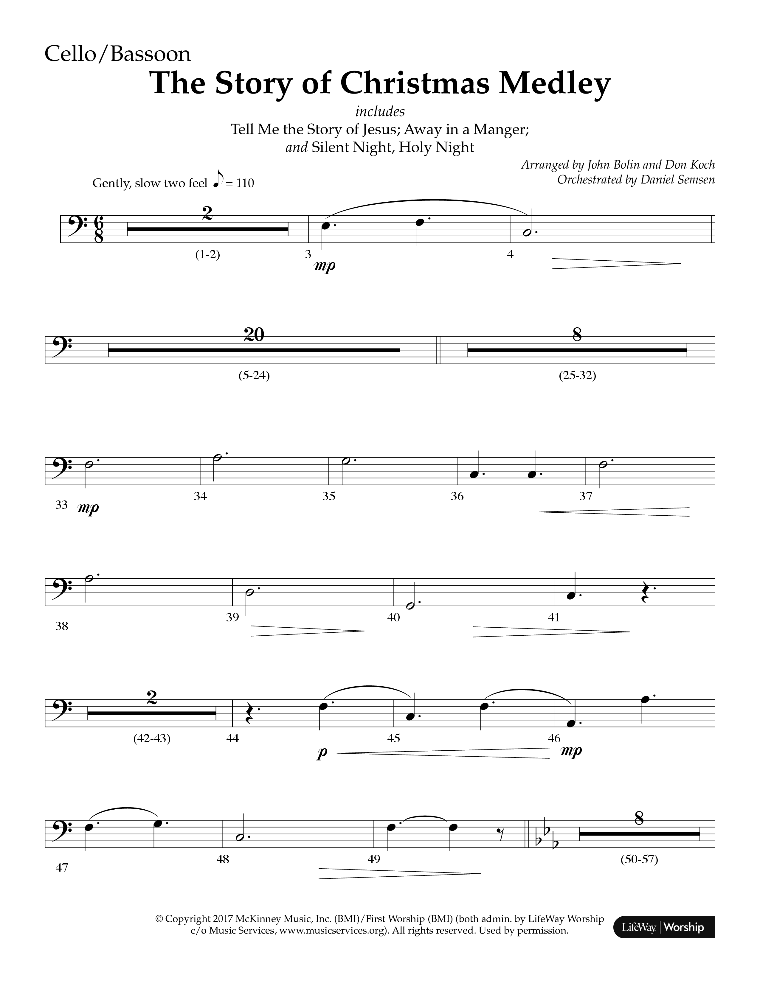 The Story Of Christmas (Medley) (Choral Anthem SATB) Cello (Lifeway Choral / Arr. John Bolin / Arr. Cliff Duren)