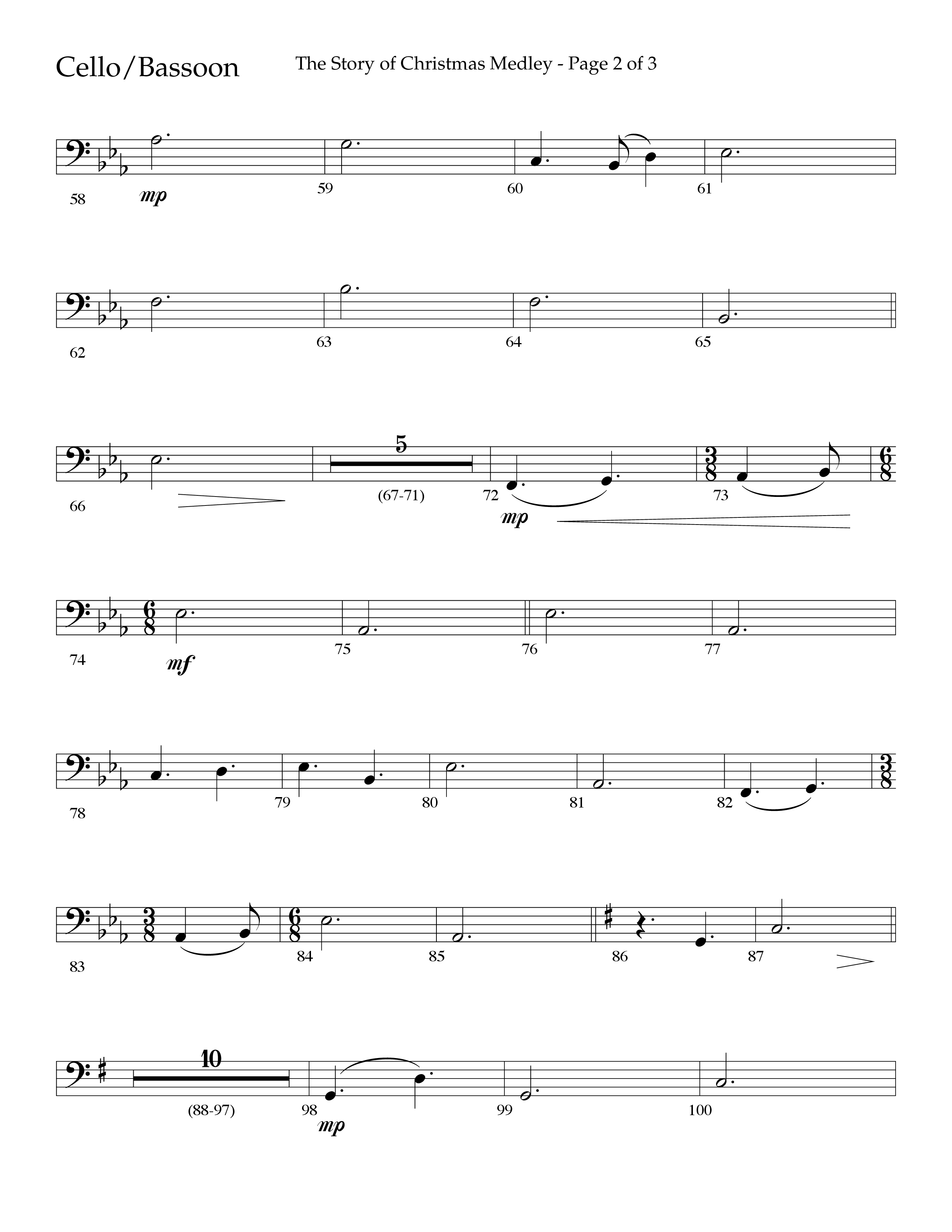 The Story Of Christmas (Medley) (Choral Anthem SATB) Cello (Lifeway Choral / Arr. John Bolin / Arr. Cliff Duren)