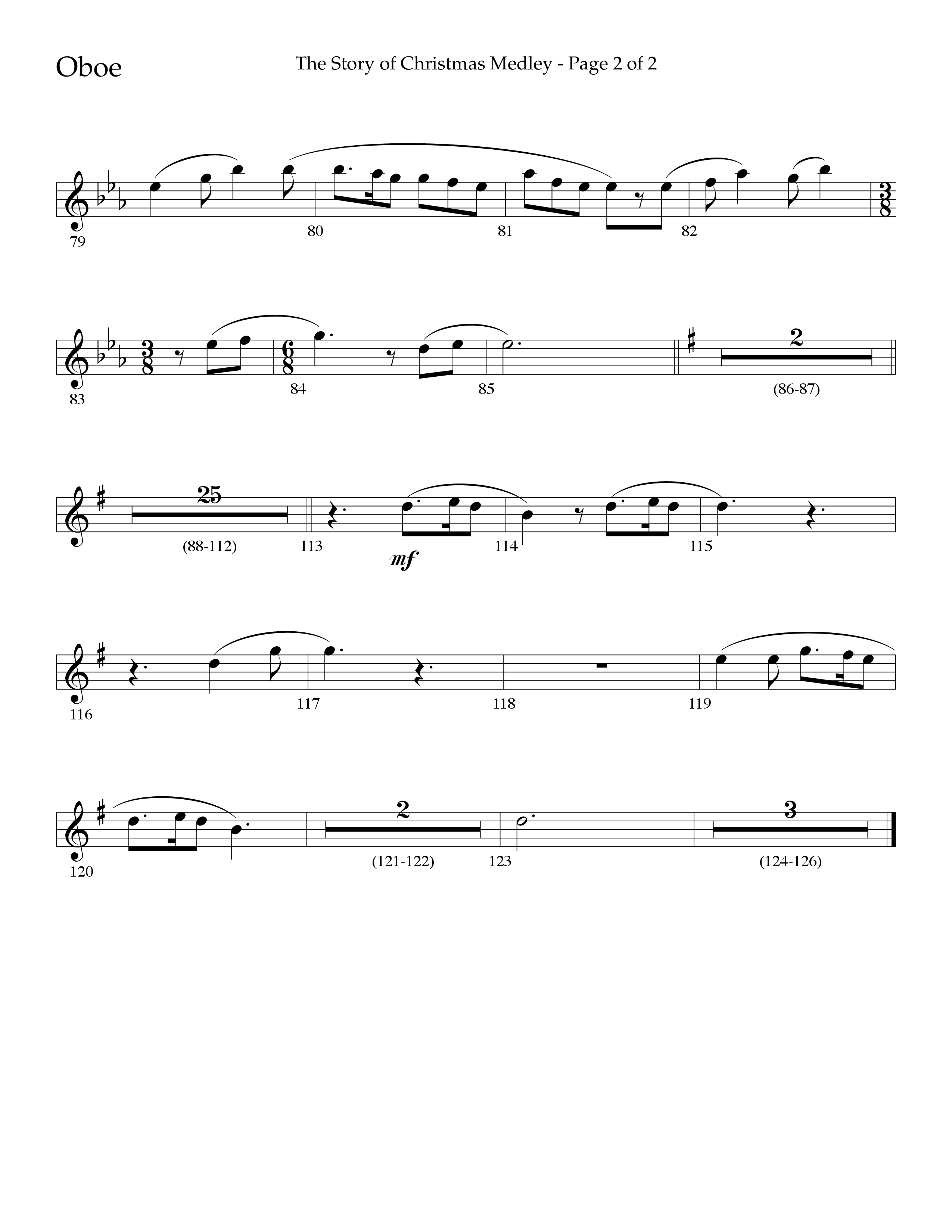 The Story Of Christmas (Medley) (Choral Anthem SATB) Oboe (Lifeway Choral / Arr. John Bolin / Arr. Cliff Duren)