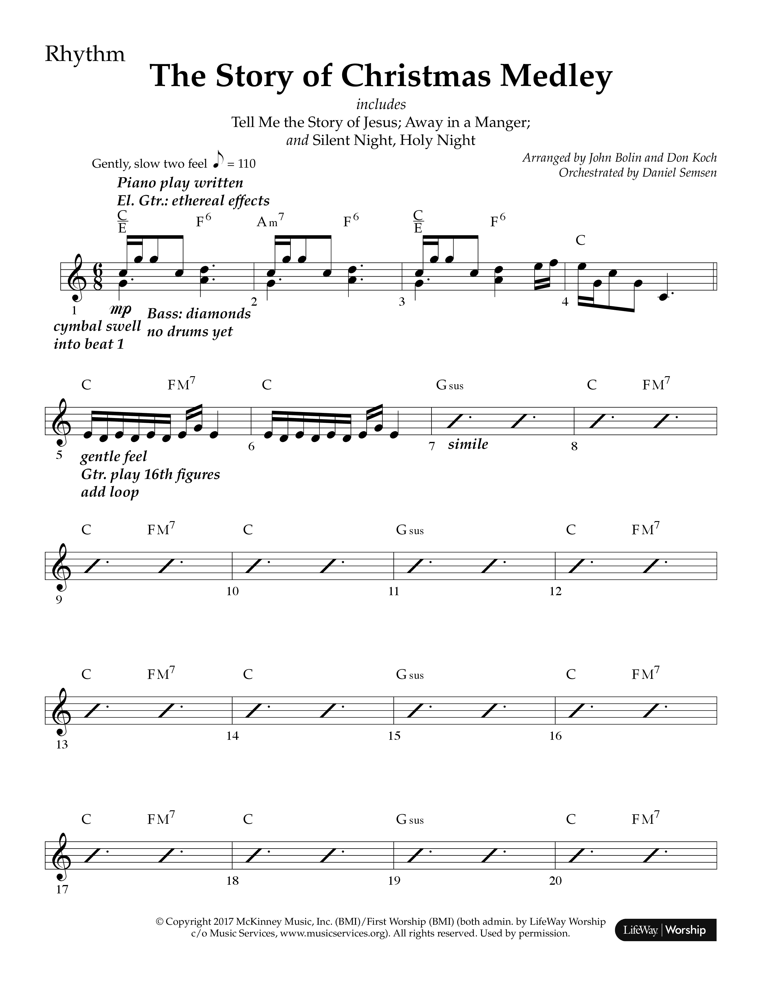 The Story Of Christmas (Medley) (Choral Anthem SATB) Rhythm Chart (Lifeway Choral / Arr. John Bolin / Arr. Cliff Duren)