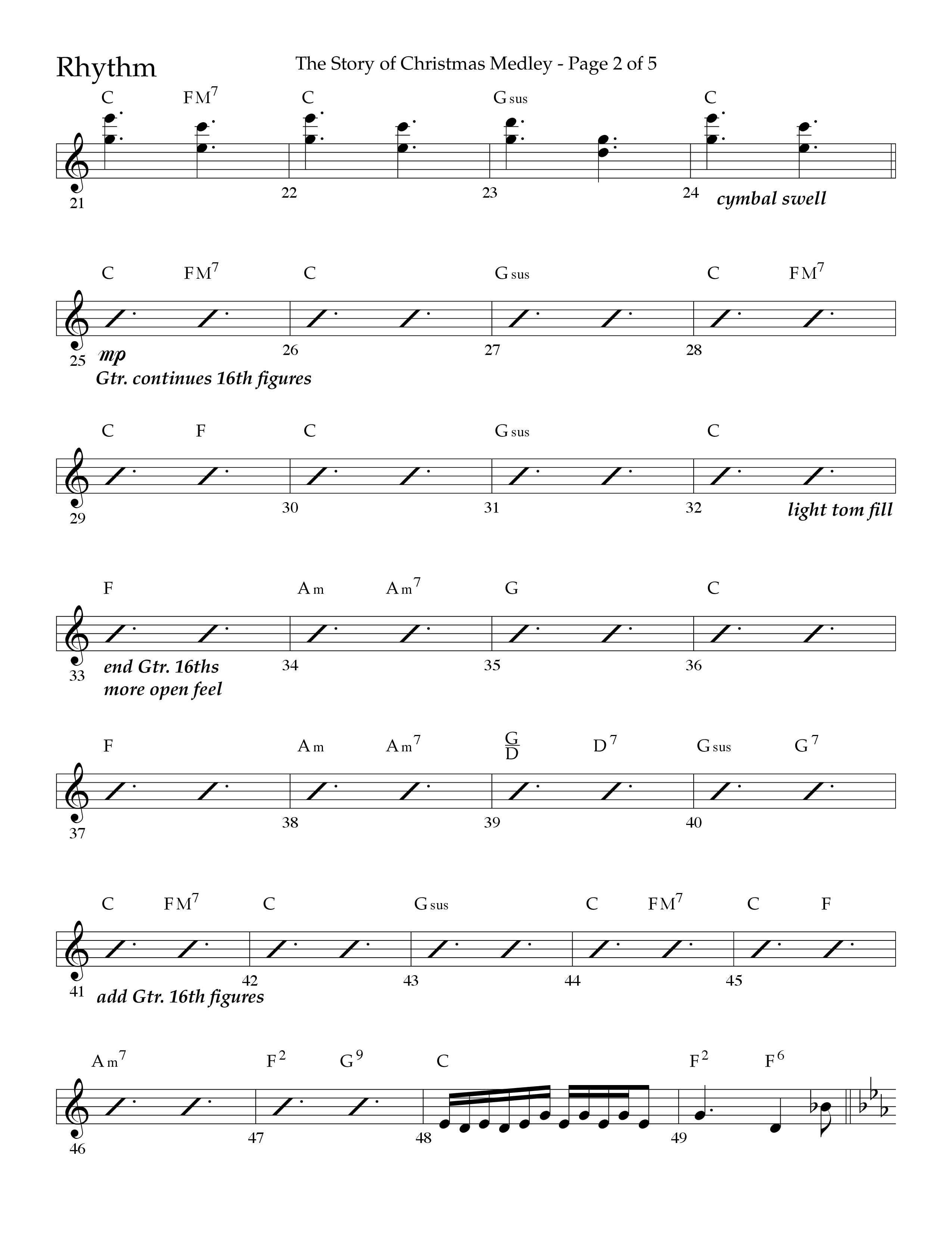The Story Of Christmas (Medley) (Choral Anthem SATB) Rhythm Chart (Lifeway Choral / Arr. John Bolin / Arr. Cliff Duren)