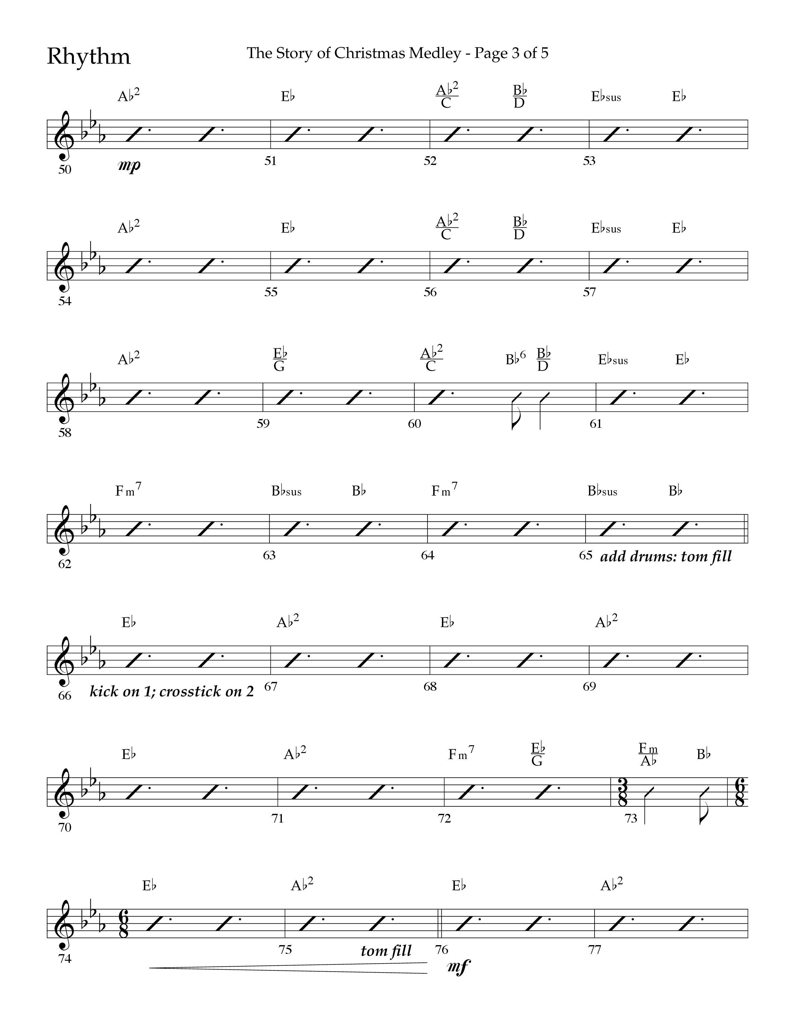 The Story Of Christmas (Medley) (Choral Anthem SATB) Rhythm Chart (Lifeway Choral / Arr. John Bolin / Arr. Cliff Duren)