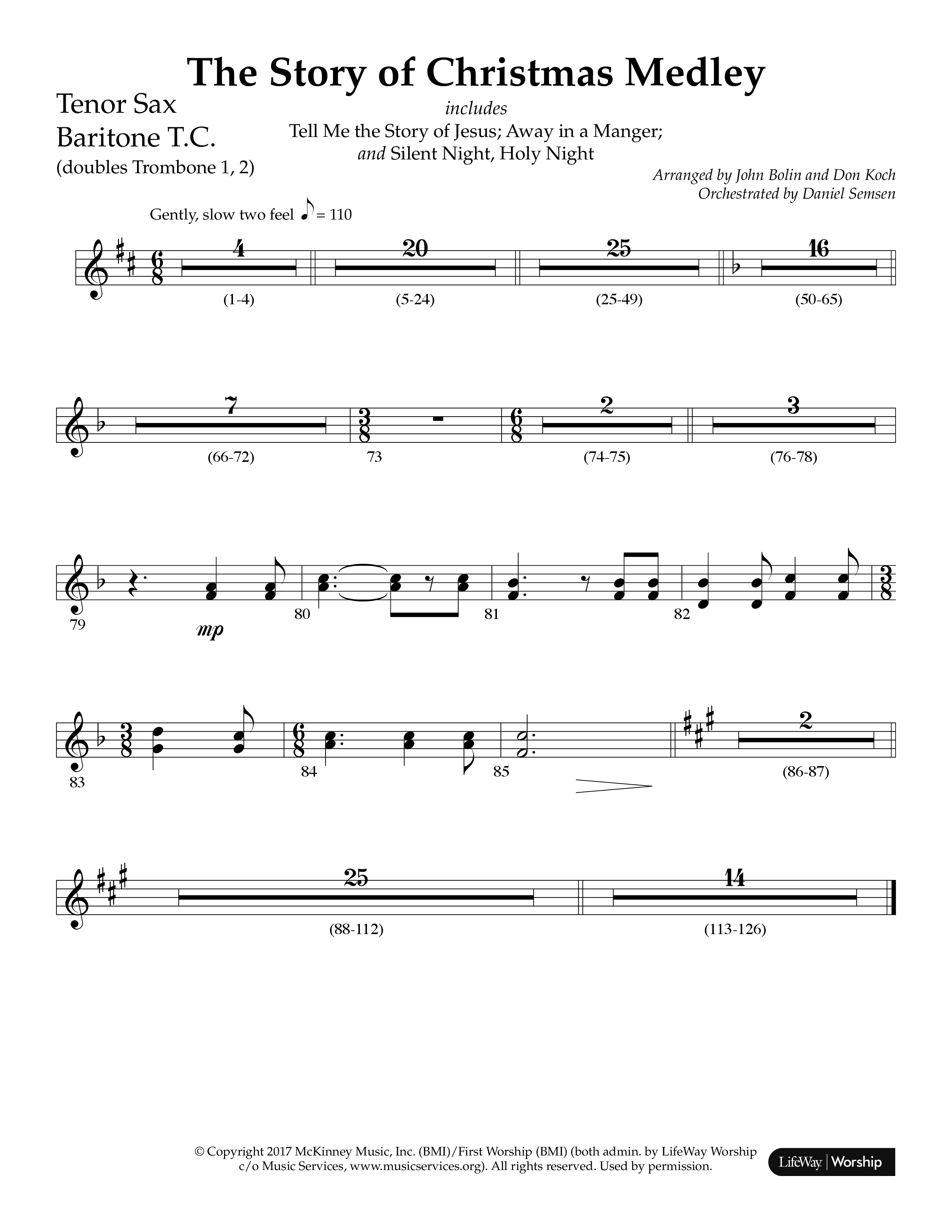 The Story Of Christmas (Medley) (Choral Anthem SATB) Tenor Sax/Baritone T.C. (Lifeway Choral / Arr. John Bolin / Arr. Cliff Duren)