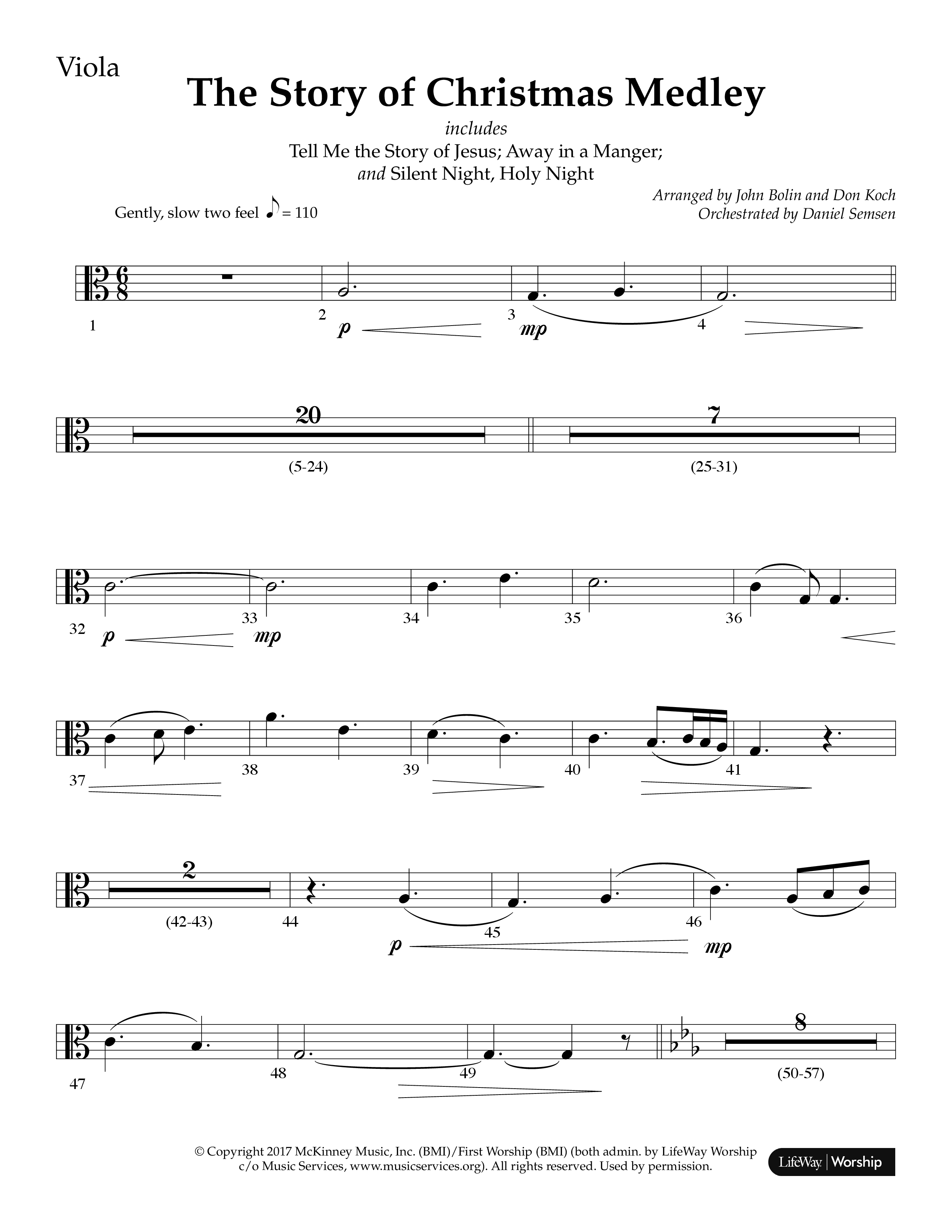The Story Of Christmas (Medley) (Choral Anthem SATB) Viola (Lifeway Choral / Arr. John Bolin / Arr. Cliff Duren)