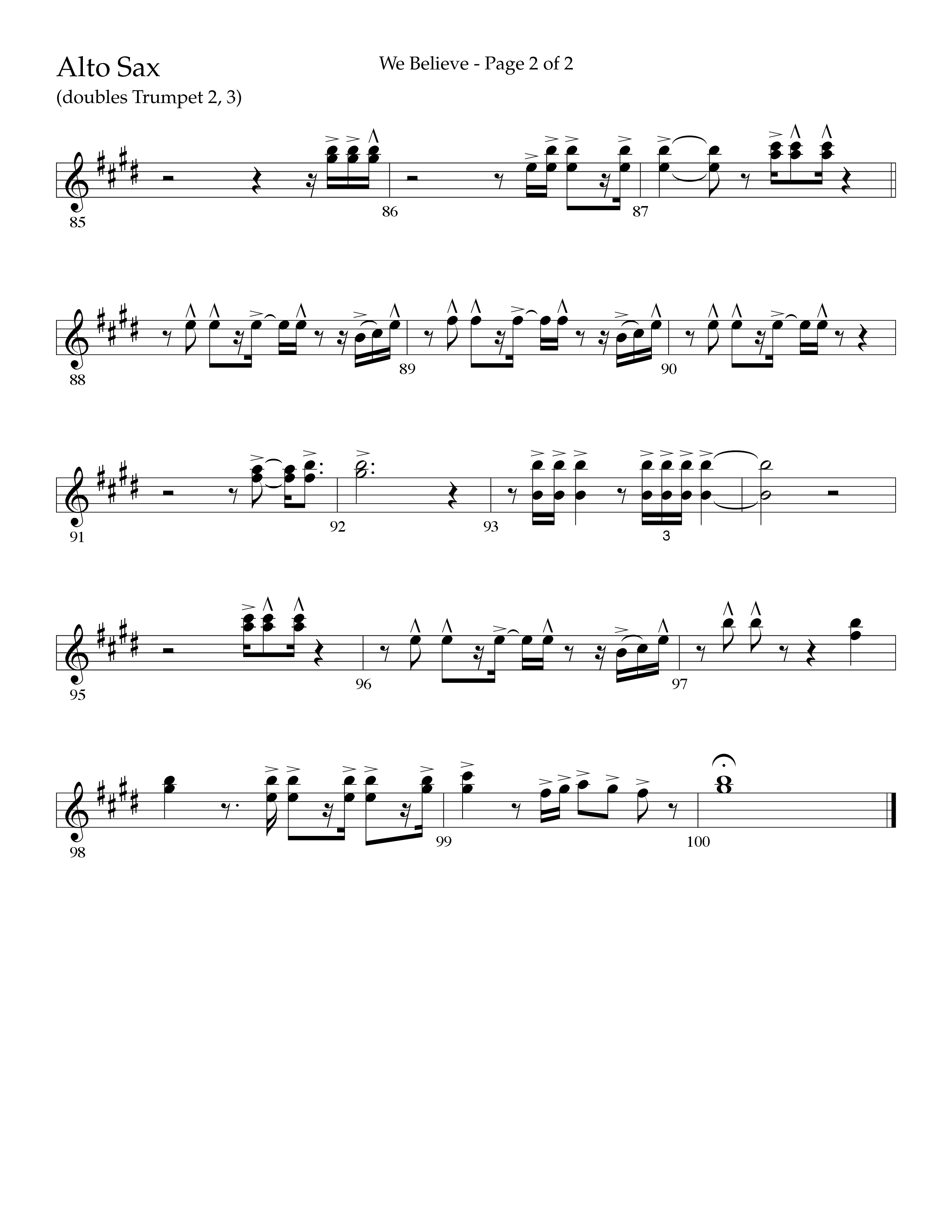We Believe (Choral Anthem SATB) Alto Sax (Lifeway Choral / Arr. John Bolin / Arr. Don Koch)