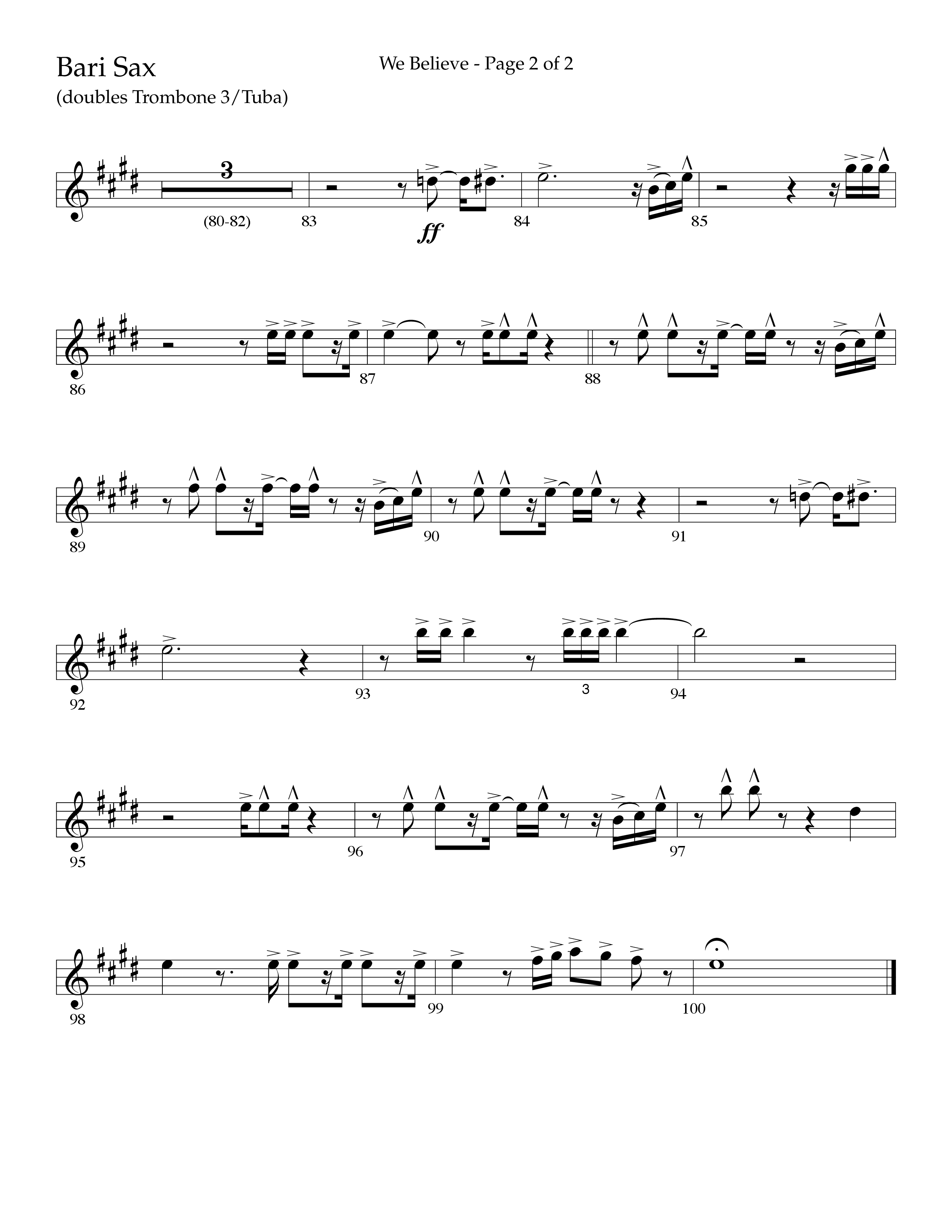 We Believe (Choral Anthem SATB) Bari Sax (Lifeway Choral / Arr. John Bolin / Arr. Don Koch)